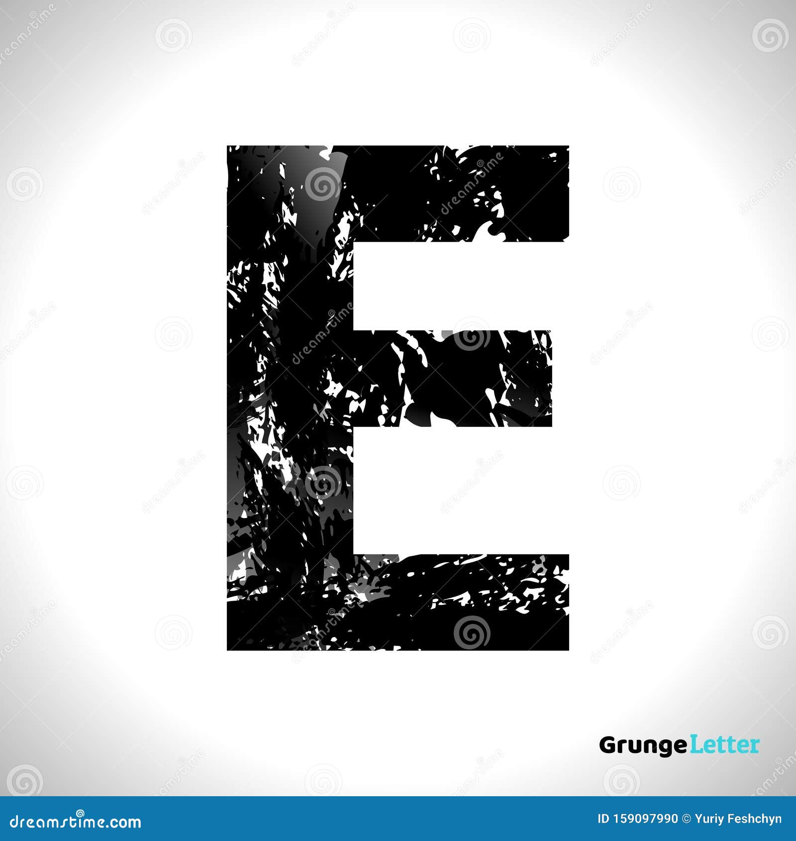 grunge  letter e. black font sketch style 