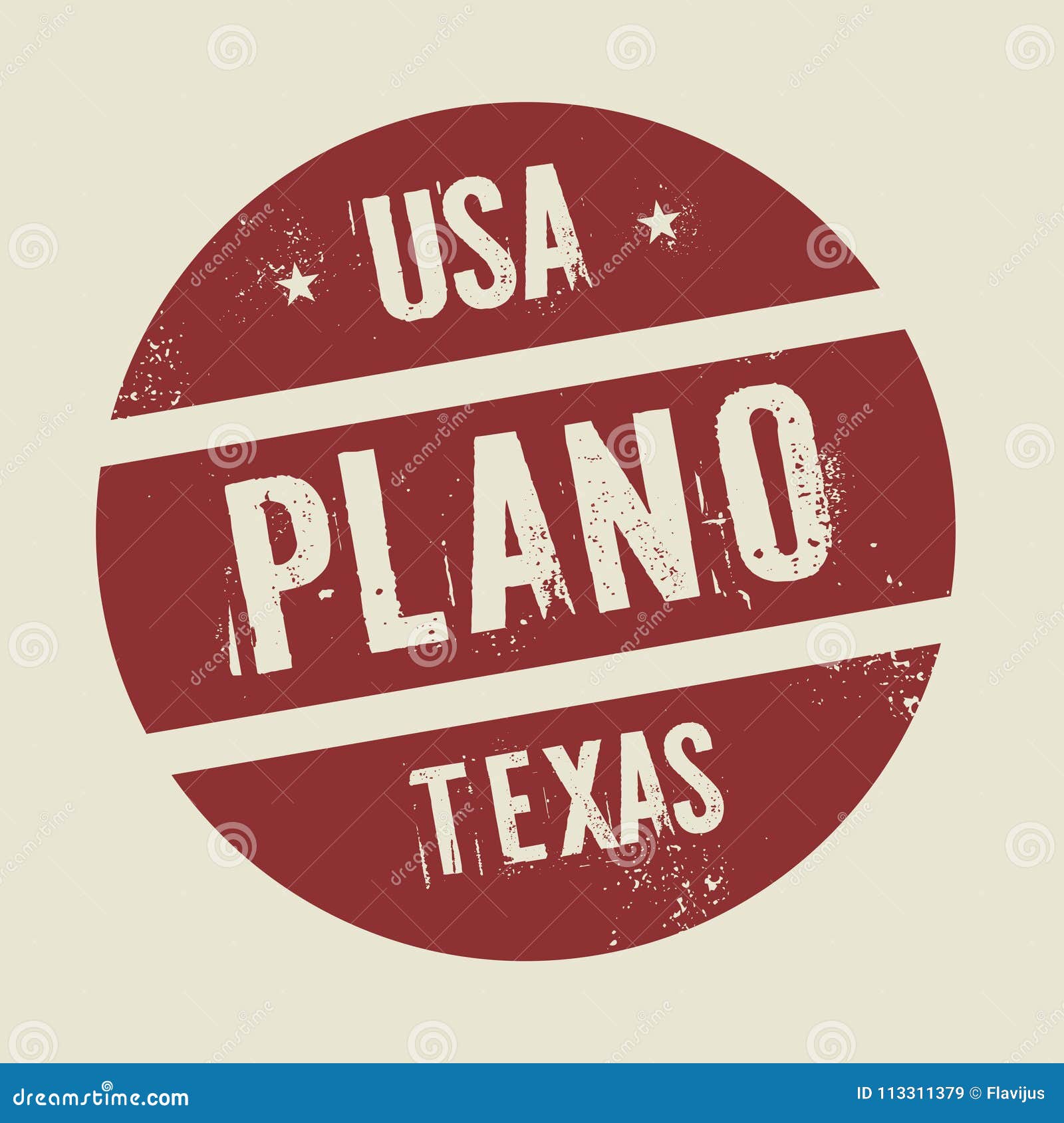 grunge vintage round stamp with text plano, texas