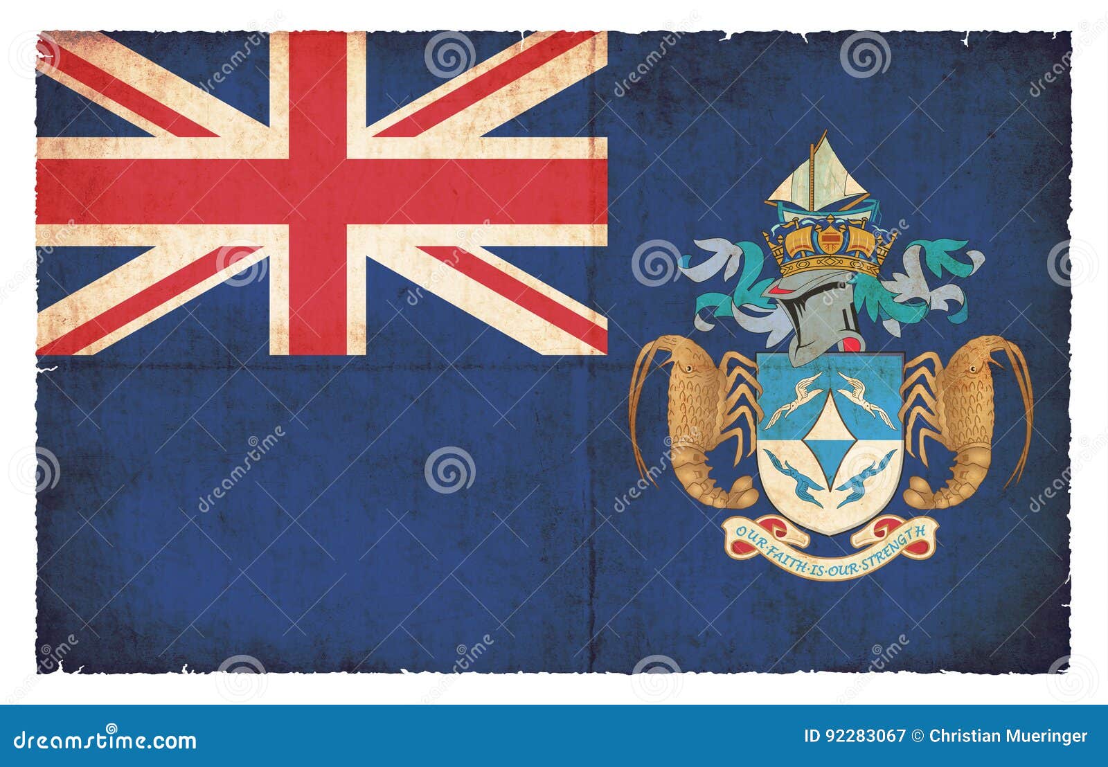 Grungeflagga av Tristan da Cunha Great Britain. Flaggan av Tristan da Cunha Great Britain skapade i grungestil