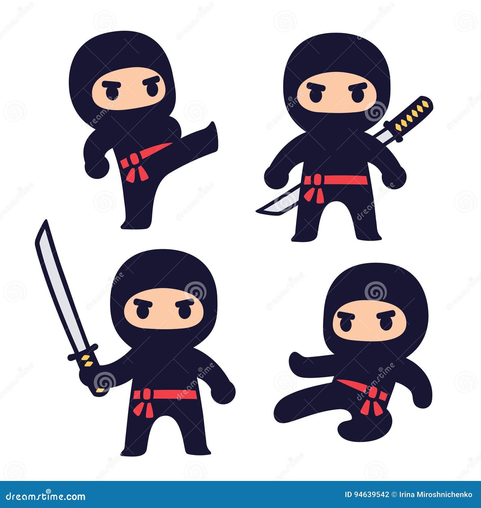 Grupo Bonito Do Gato Do Ninja Dos Desenhos Animados Ilustração do Vetor -  Ilustração de samurai, jogo: 89671067