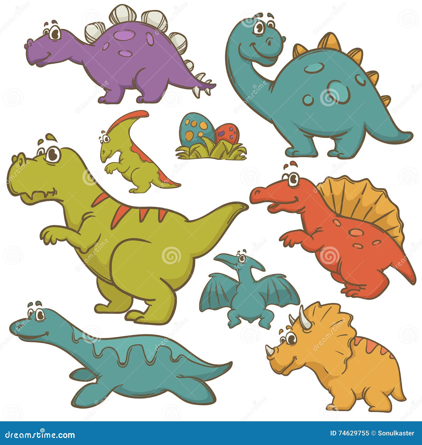 Мультяшные динозавры для печати