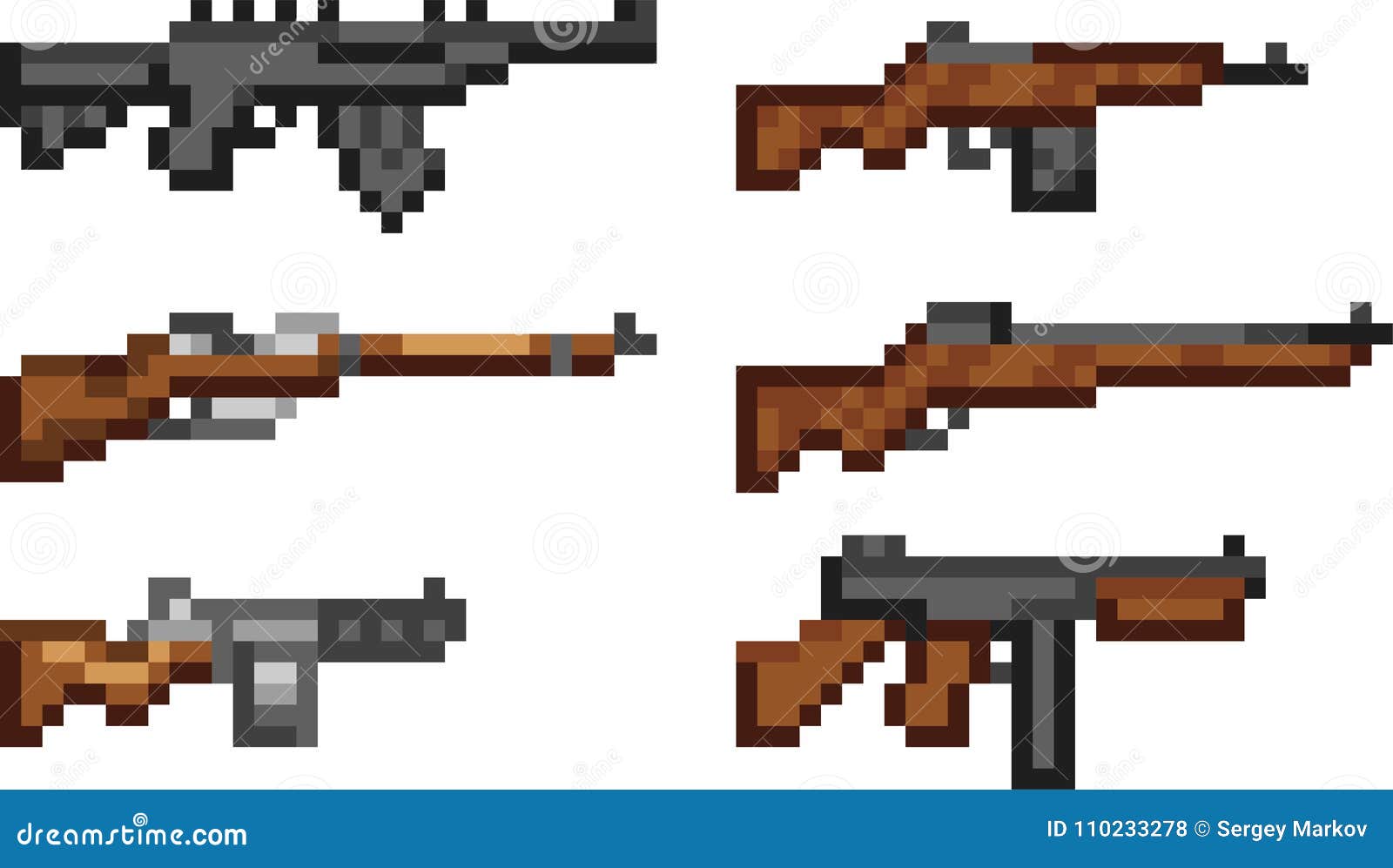 Pixel art revólver pistola jogo com fundo branco