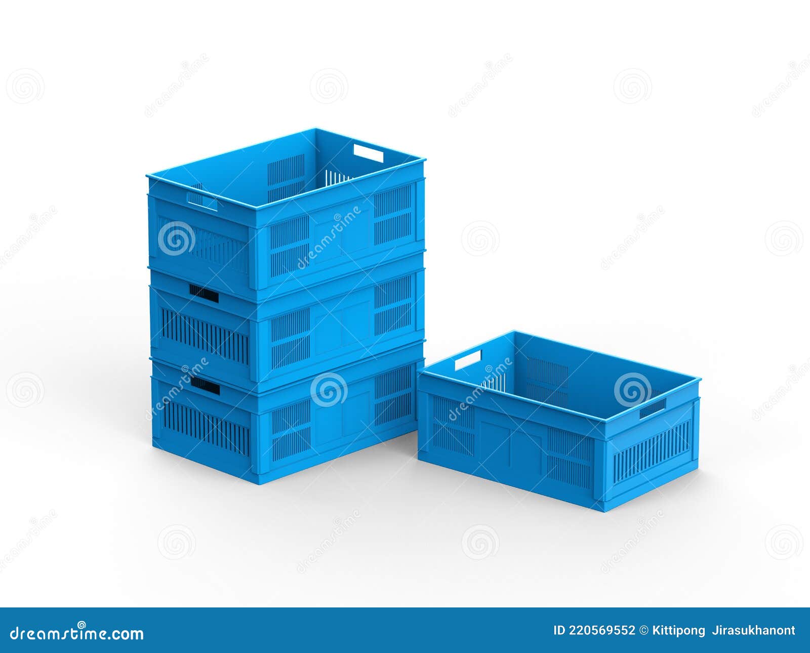 Grupo De Cajas De Plástico Azul Stock de ilustración - Ilustración paquete, almacén: