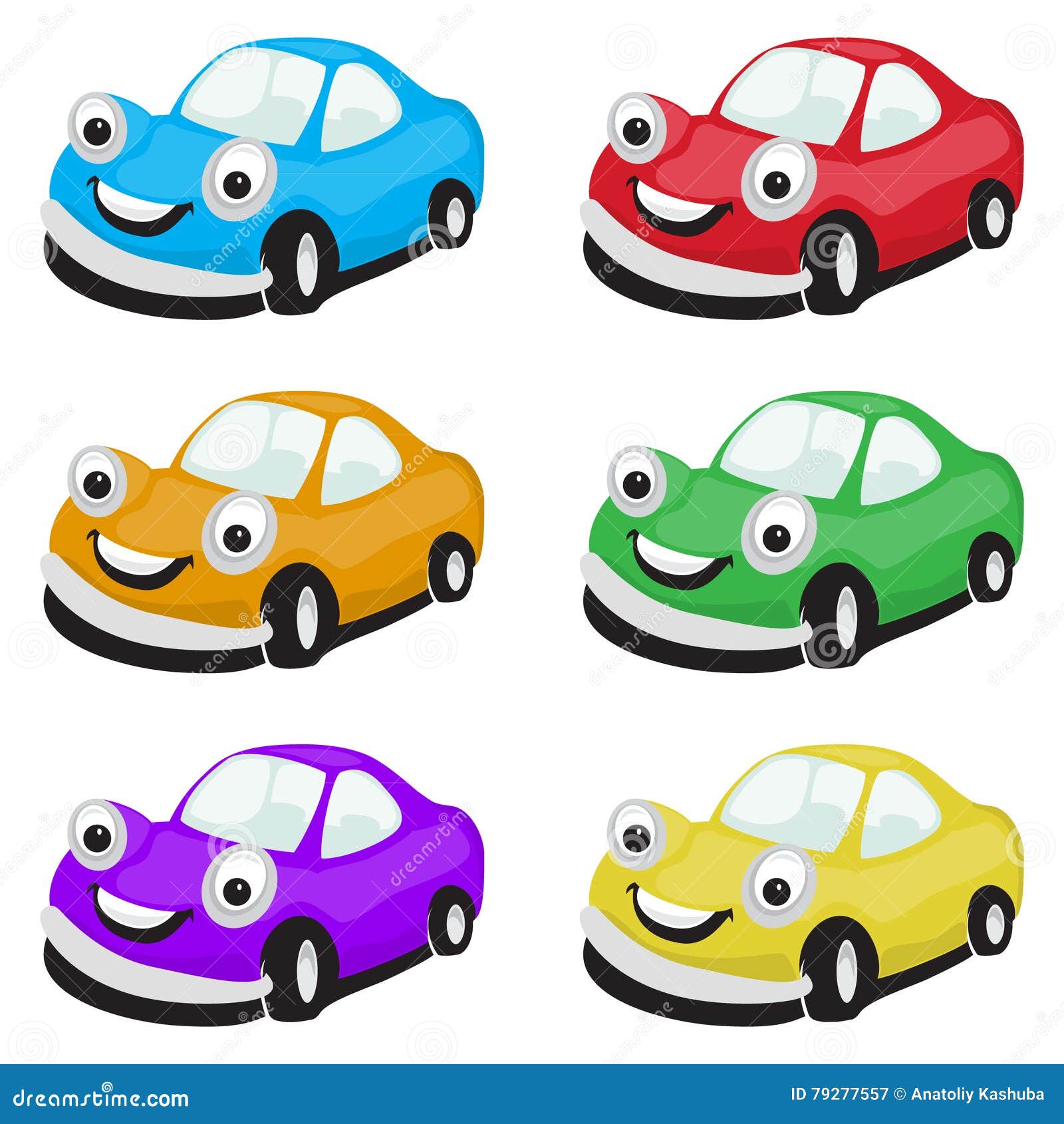 Jogo de três carros em quatro cores diferentes do vetor isolado