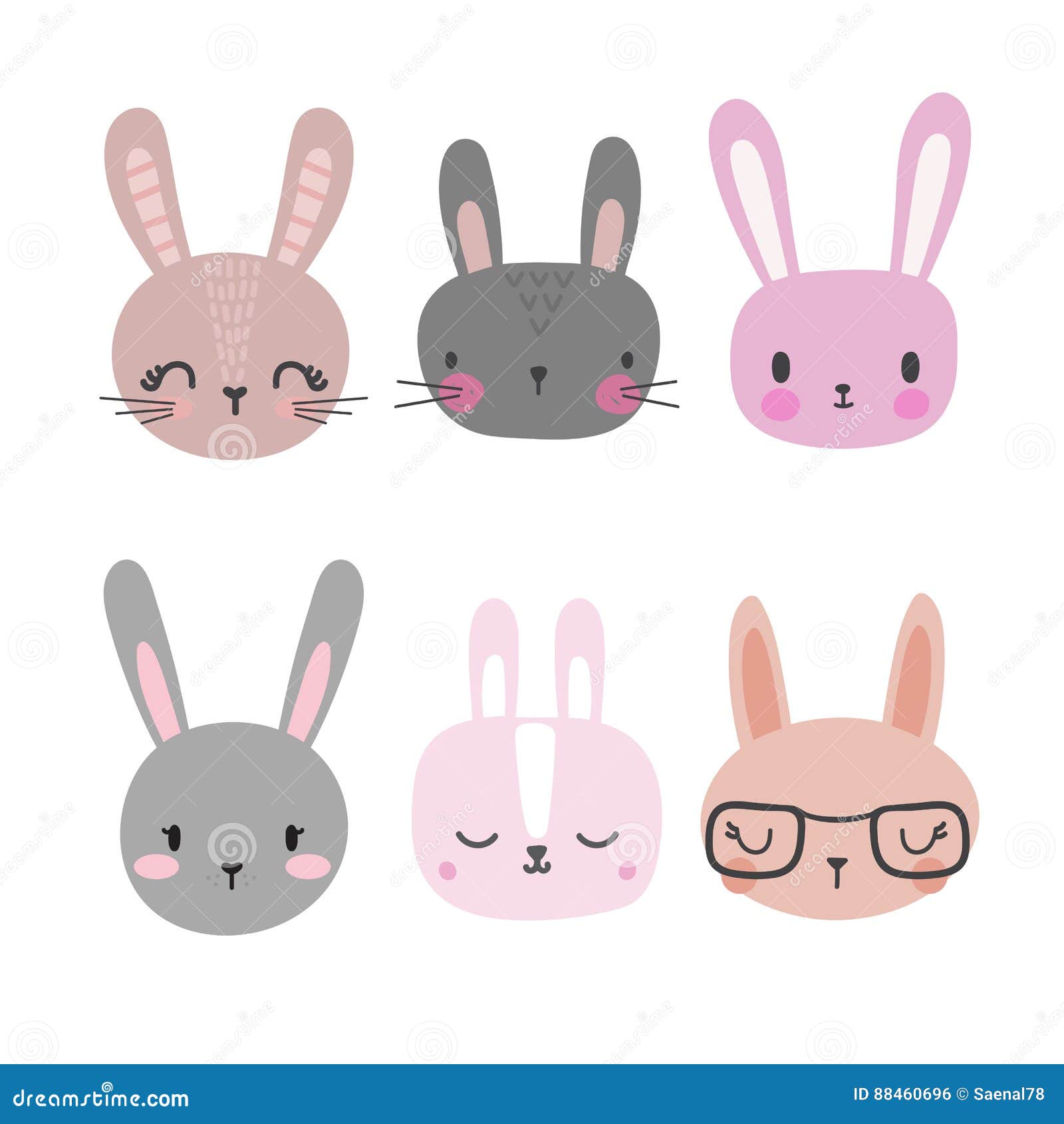 Animal Dos Desenhos Animados De Kawaii Do Coelho Bonito Ilustração