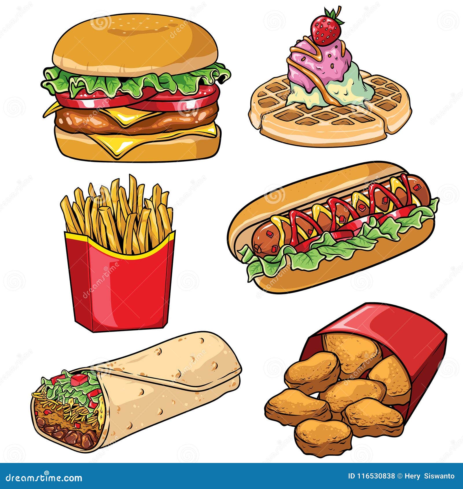 Grupo De Coleção Do Fast Food Ilustração do Vetor Ilustração de