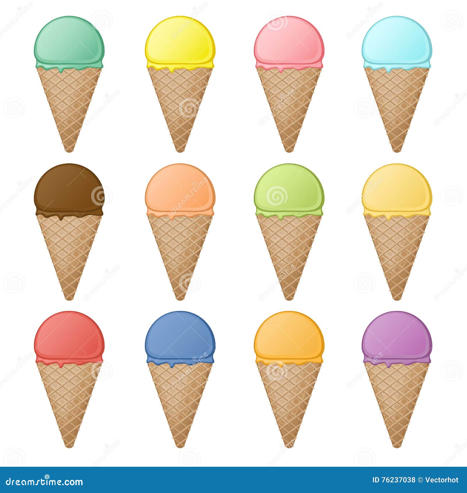 Jogo, icecream, diferente, sabores, ilustração