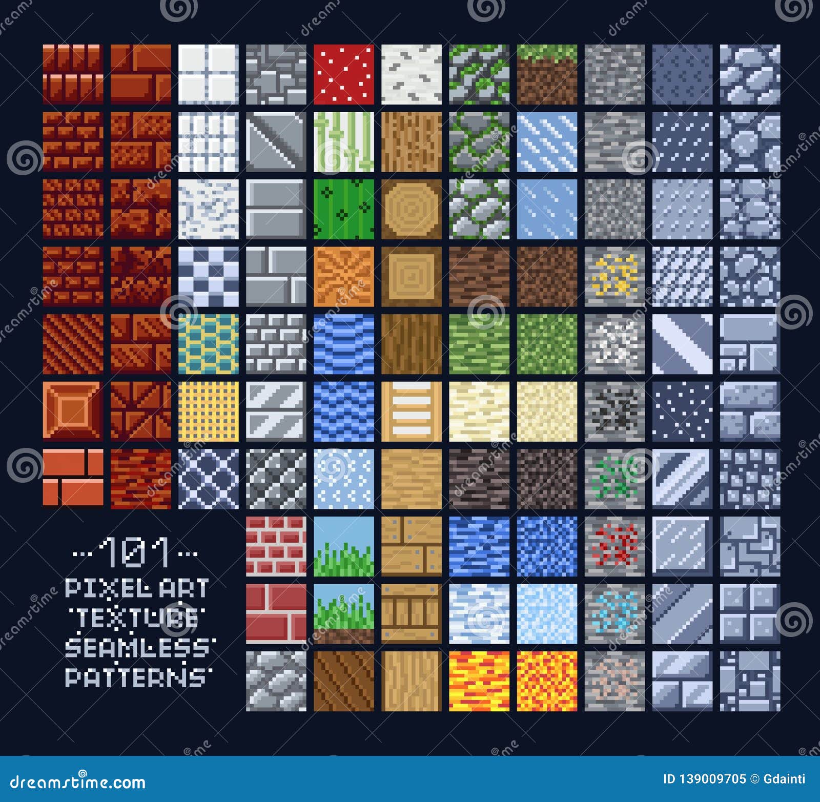 Conjunto de ícones de pixel art de diferentes árvores coleção de