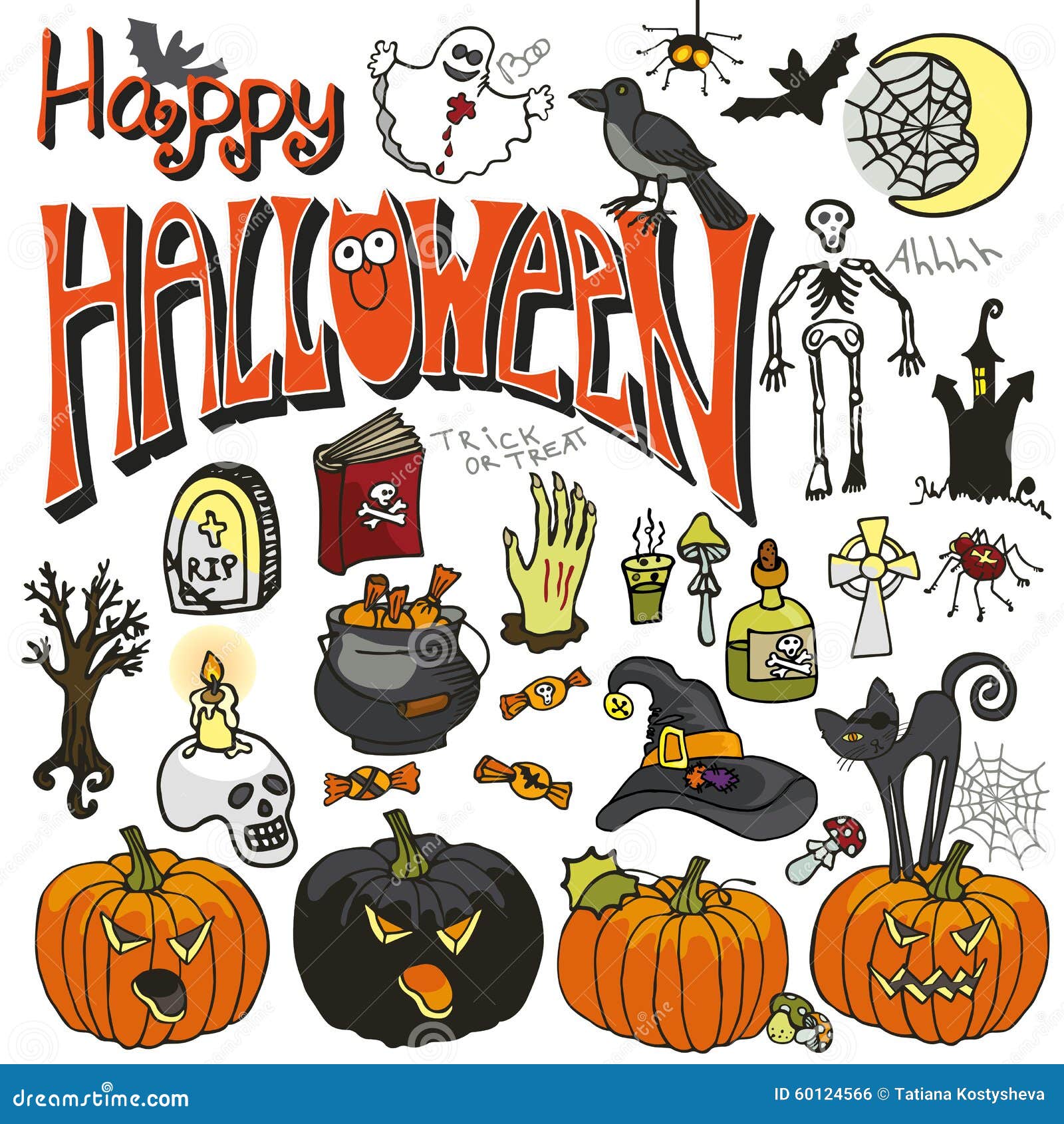 Vetores de Halloween Desenho De Conjunto e mais imagens de Dia das Bruxas -  Dia das Bruxas, Rabisco - Desenho, 2015 - iStock