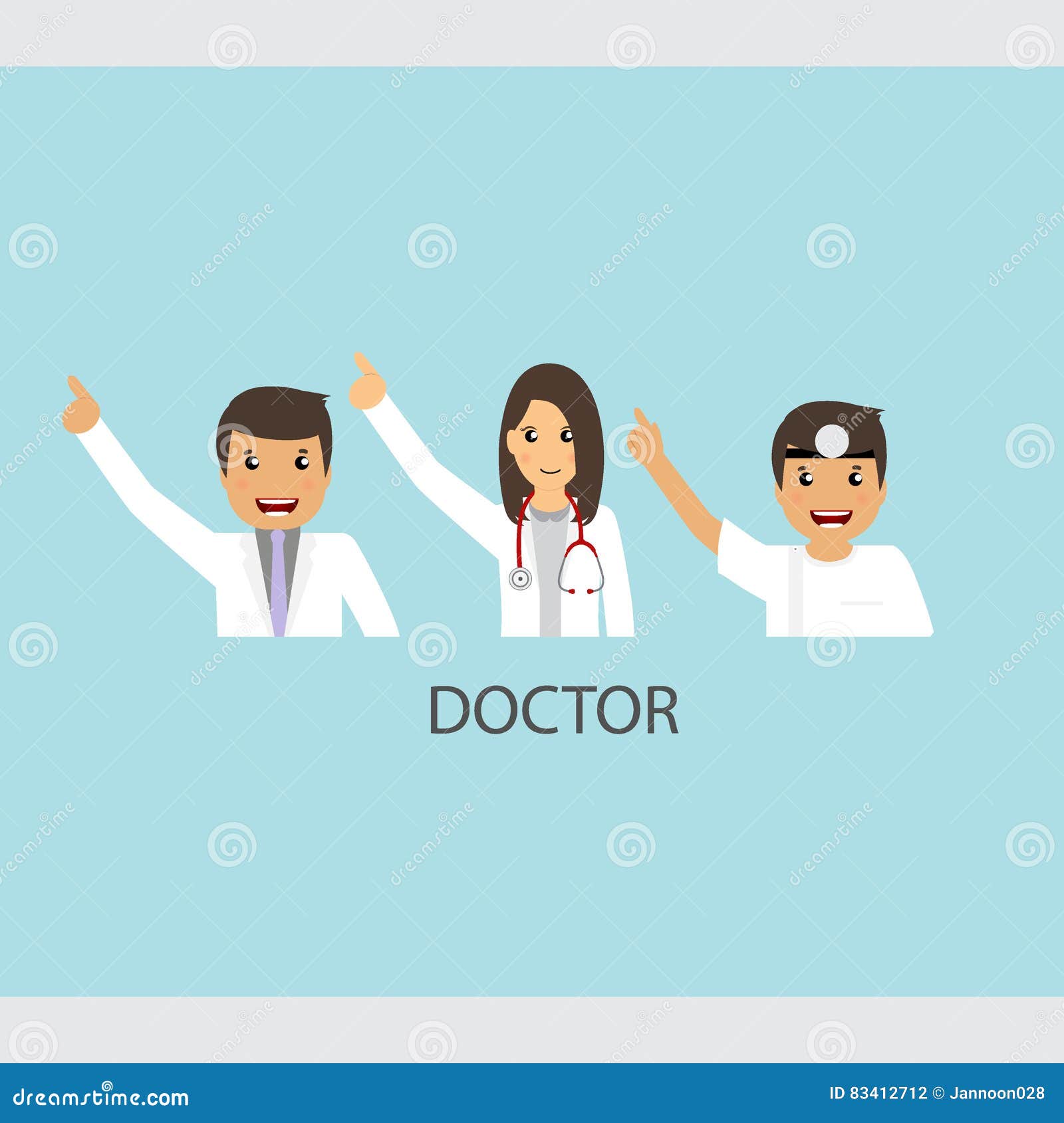 Ilustração em vetor dos desenhos animados do grupo de médicos