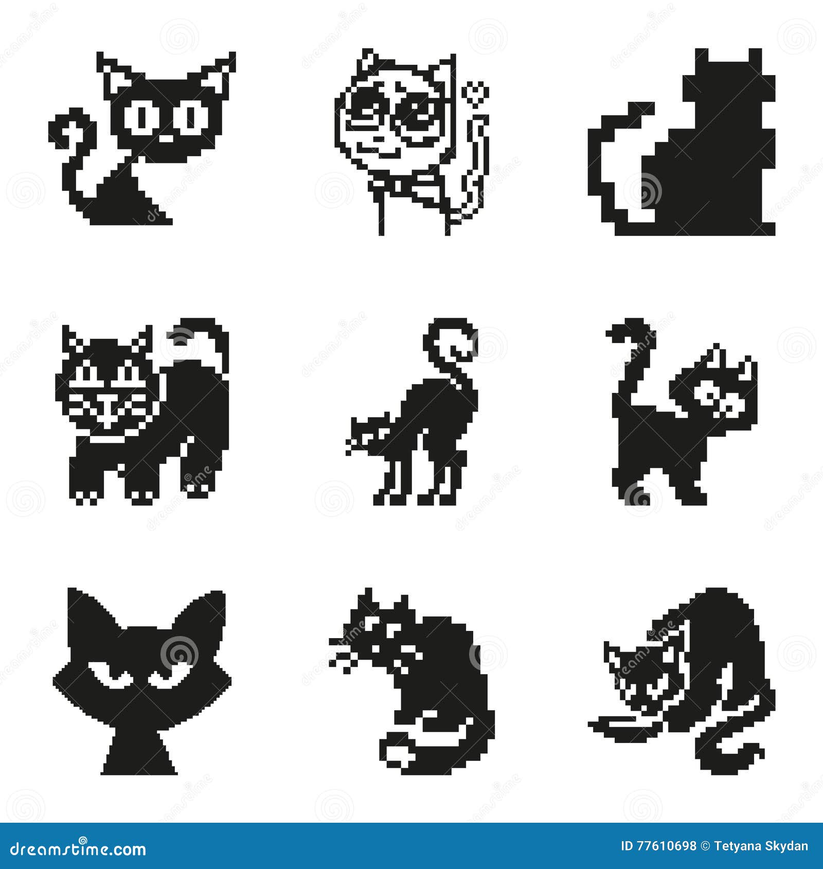 Ícone do logotipo de impressão de pé de gato em pixel art