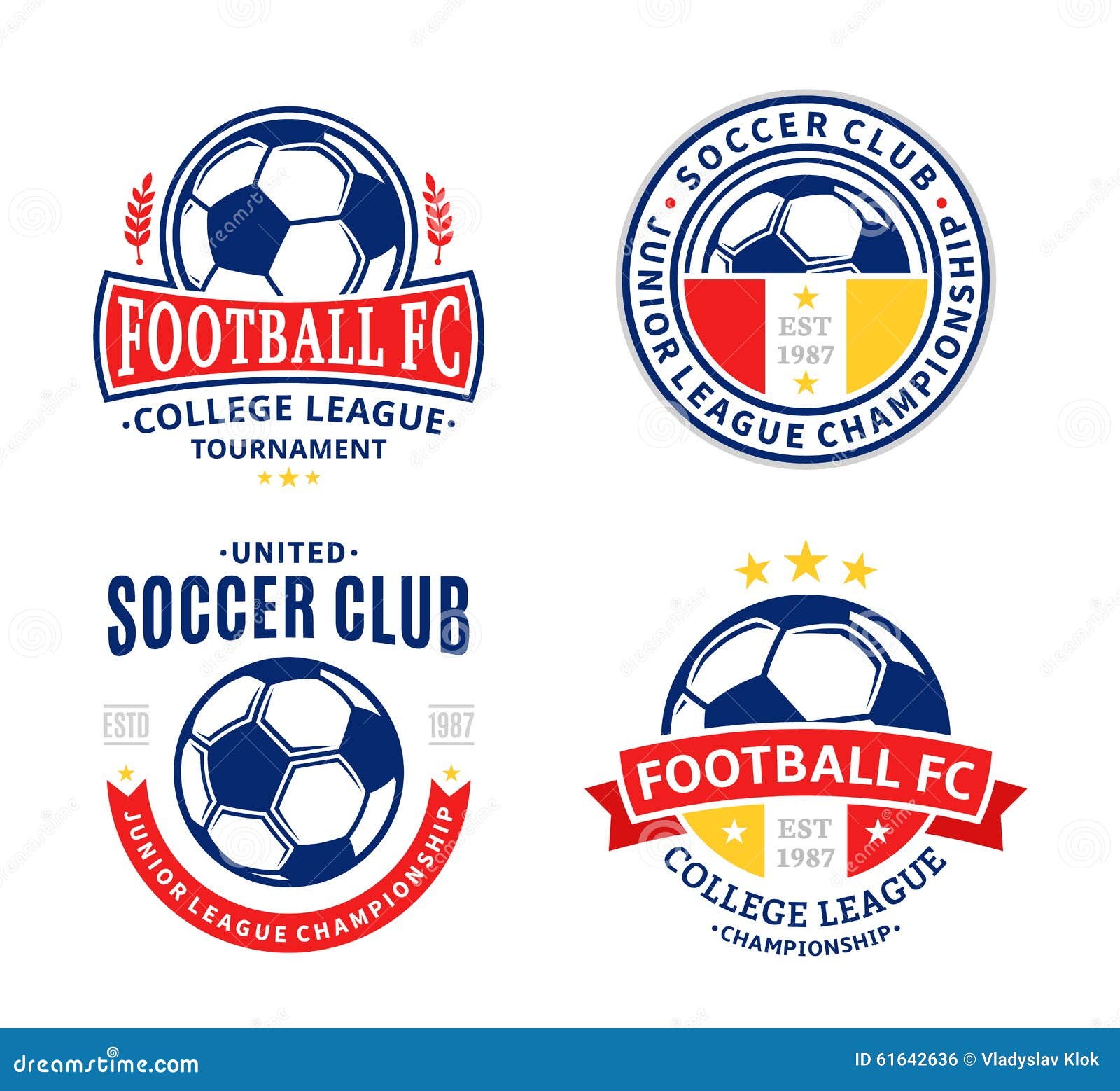 Etiquetas da equipa de futebol. Bola de futebol clube logotipo