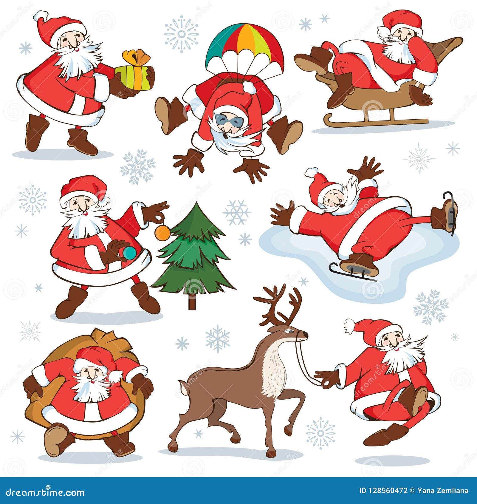 Grupo De Natal Do ¾ R Do FÐ Das Ilustrações De Santa Claus Dos Desenhos  Animados Ilustração Stock - Ilustração de feriado, clau: 128560472