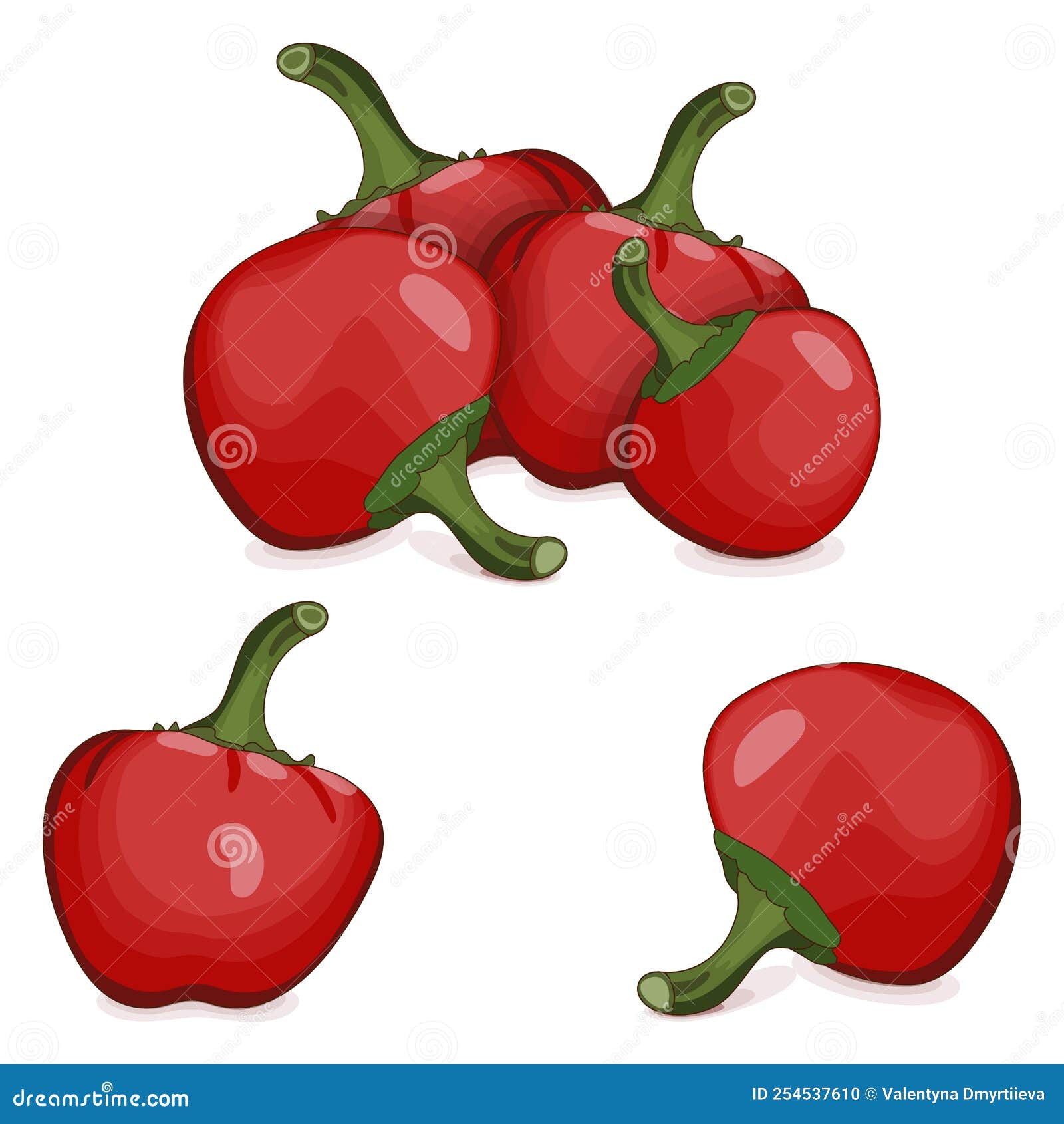 Ilustração em vetor desenho animado de capsicum vegetable set