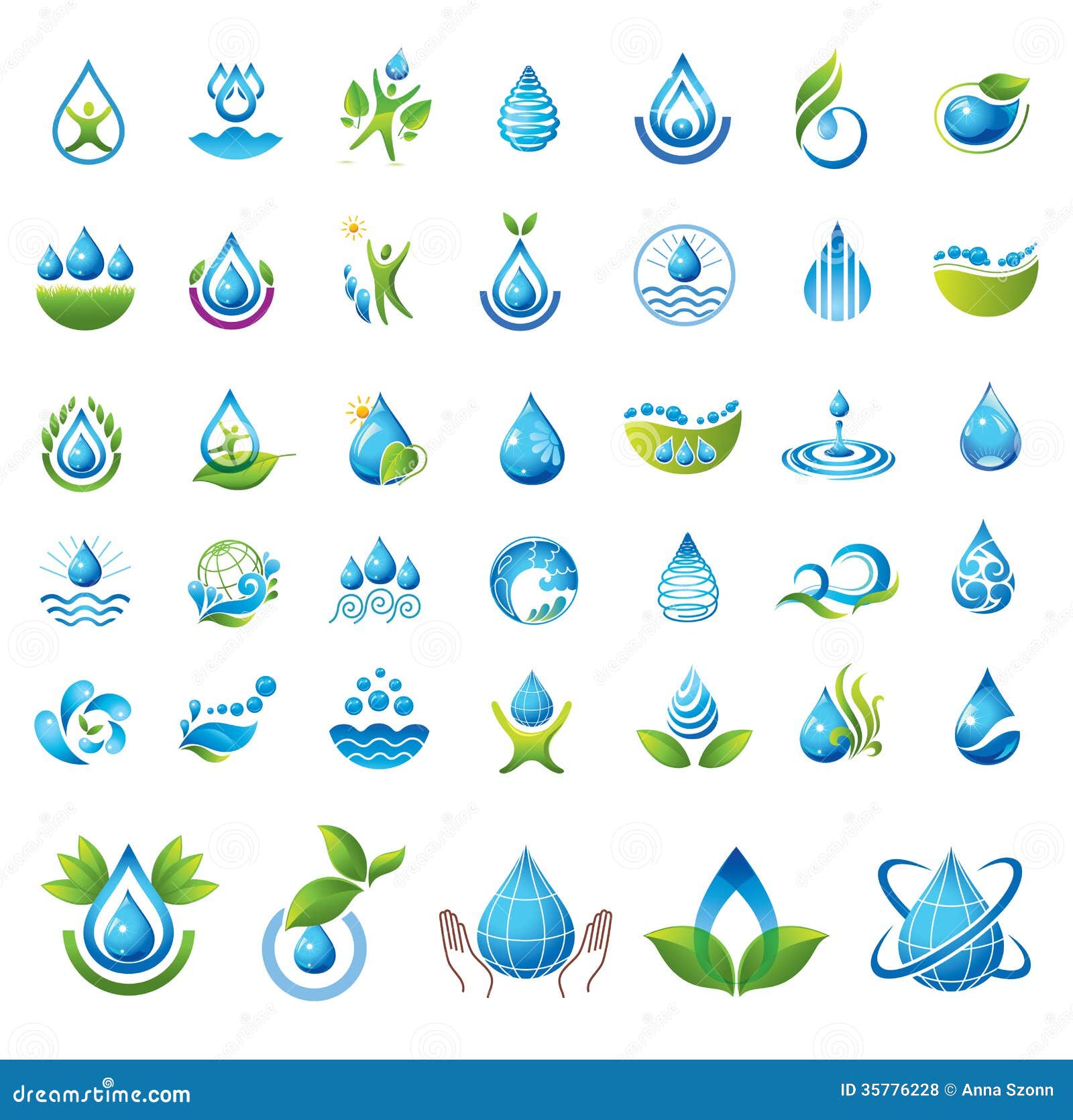 Grupo de ícones da água do vetor. Elementos do projeto da ecologia e do ambiente.