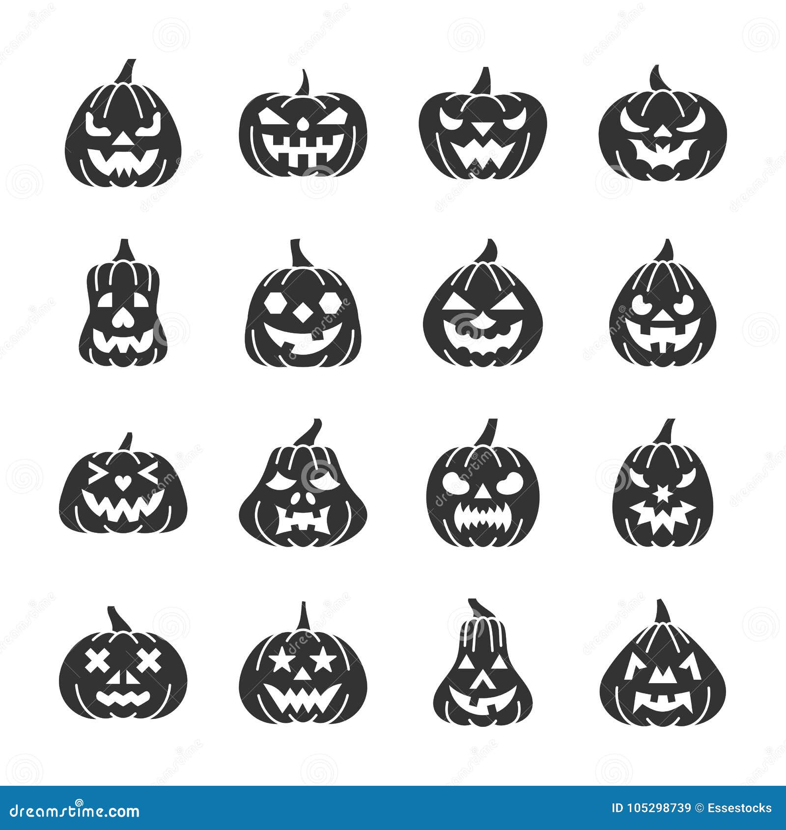 Coleção de vetores de halloweenpumpkin face clipart, conjunto de cara  assustadora halloween element.