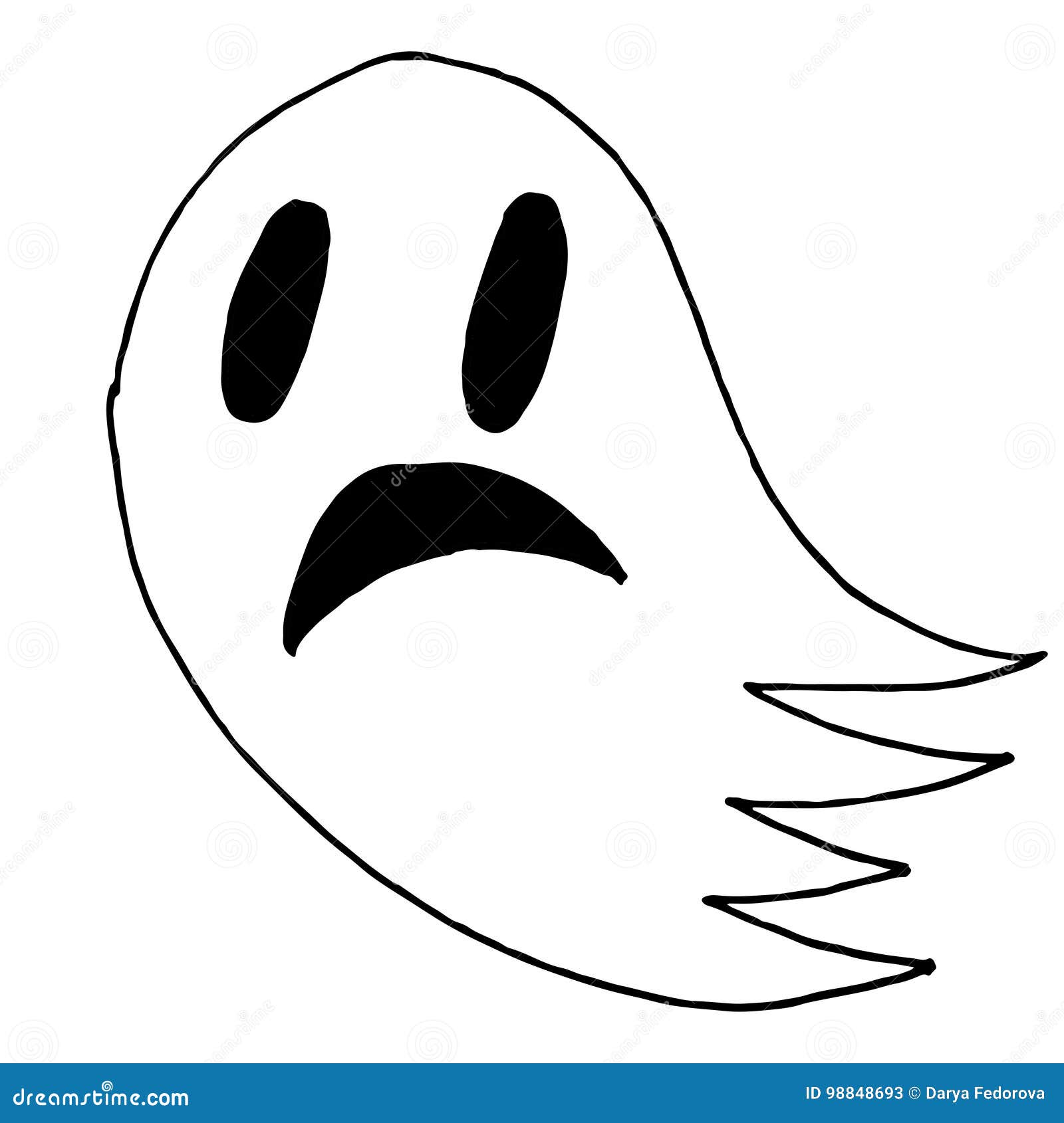 Um desenho animado de um fantasma com uma cara assustadora.