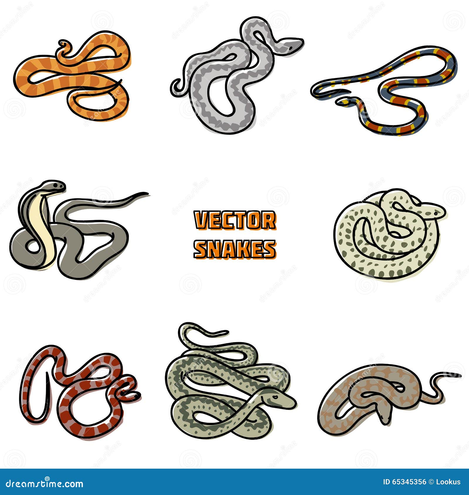 Jogo, Coleção, Serpentes, Cobra Ilustração do Vetor - Ilustração