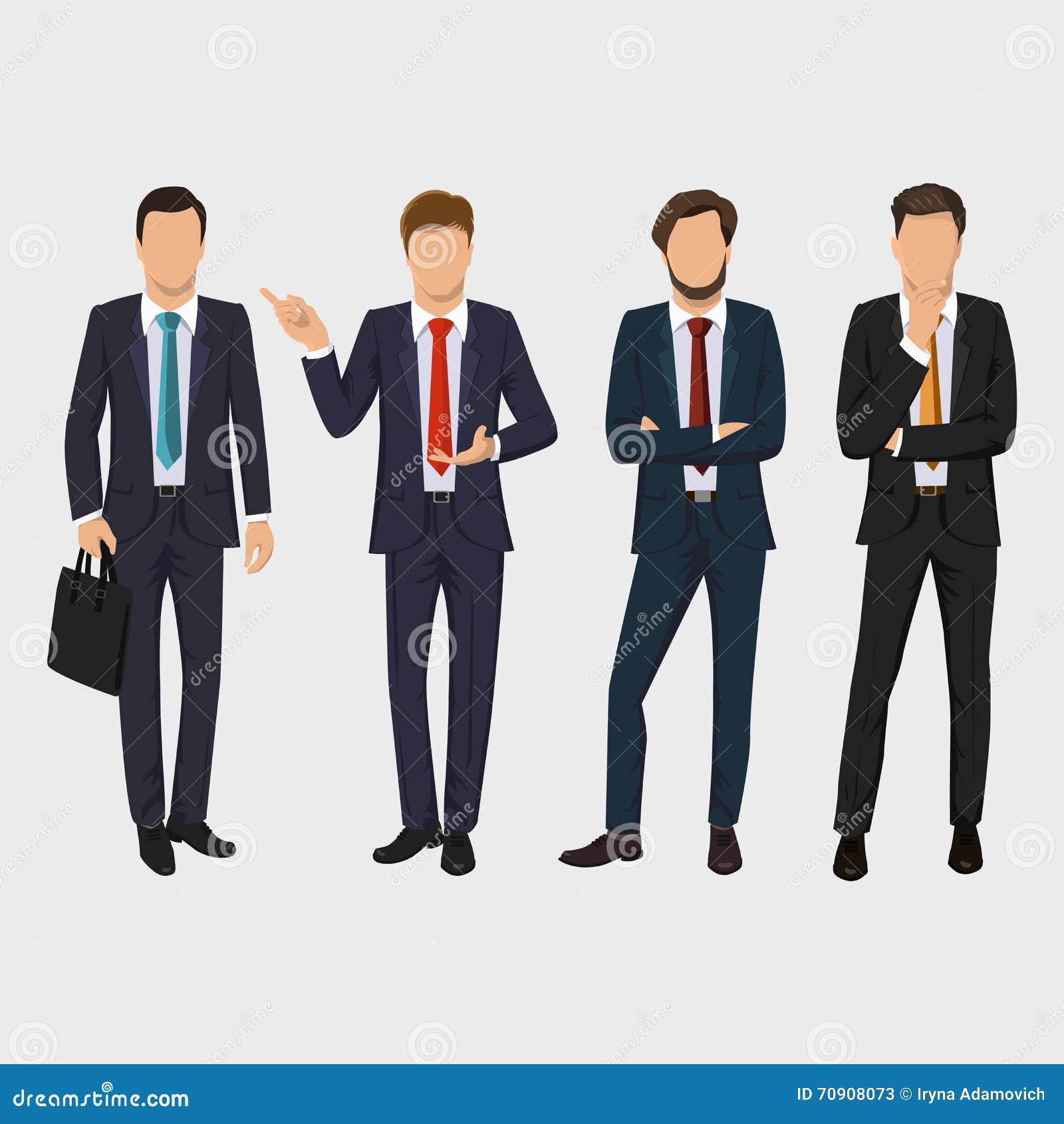 Grupo do homem de negócio Vector a coleção de retratos completos do comprimento dos executivos Homem de negócios elegante no fund. Homem de negócios, homem novo elegante no terno de negócio Coleção de retratos completos do comprimento dos executivos Isolado no fundo branco Conceito da reunião de negócio Projeto liso Ilustração do vetor