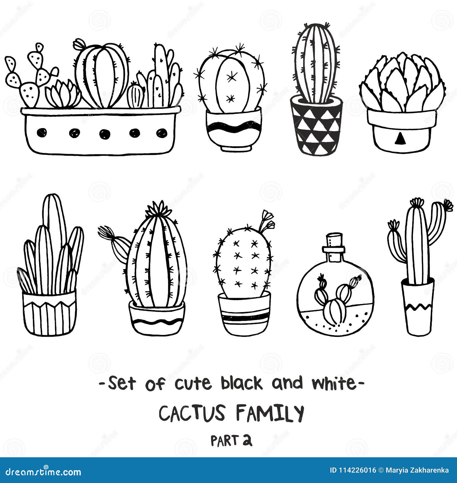 Vetores de Jogo Do Vetor Do Cacto Preto E Branco Bonito Do Esboço Isolado  No Fundo Branco Família Cactus Ilustração Desenhada Mão Da Tinta Linha  Desenho Decoração Home Ilustração Do Vetor Esboços