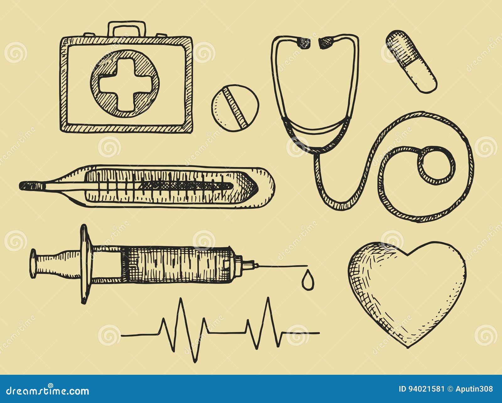 grande conjunto de instrumentos médicos, medicamentos e um médico. kit de  primeiros socorros. elementos coloridos do vetor. desenho animado. 6685035  Vetor no Vecteezy