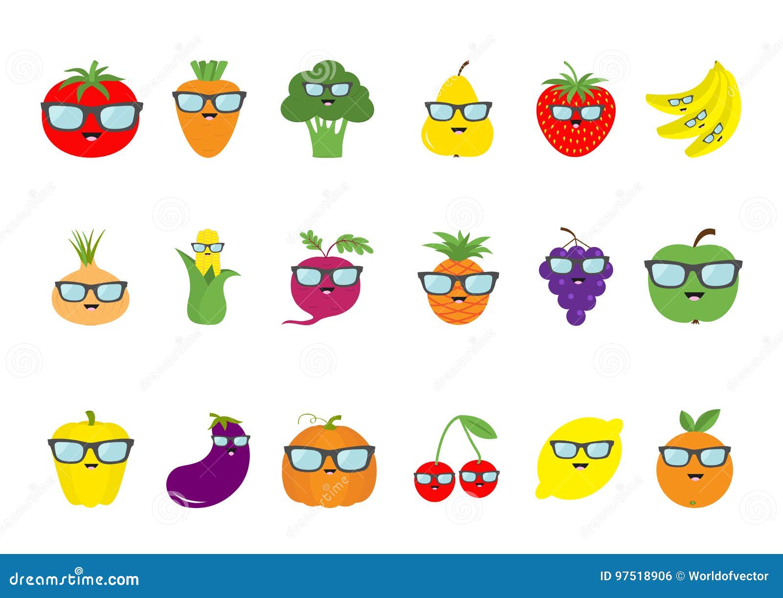 Ilustração vetorial personagem de fruta morango com óculos de sol