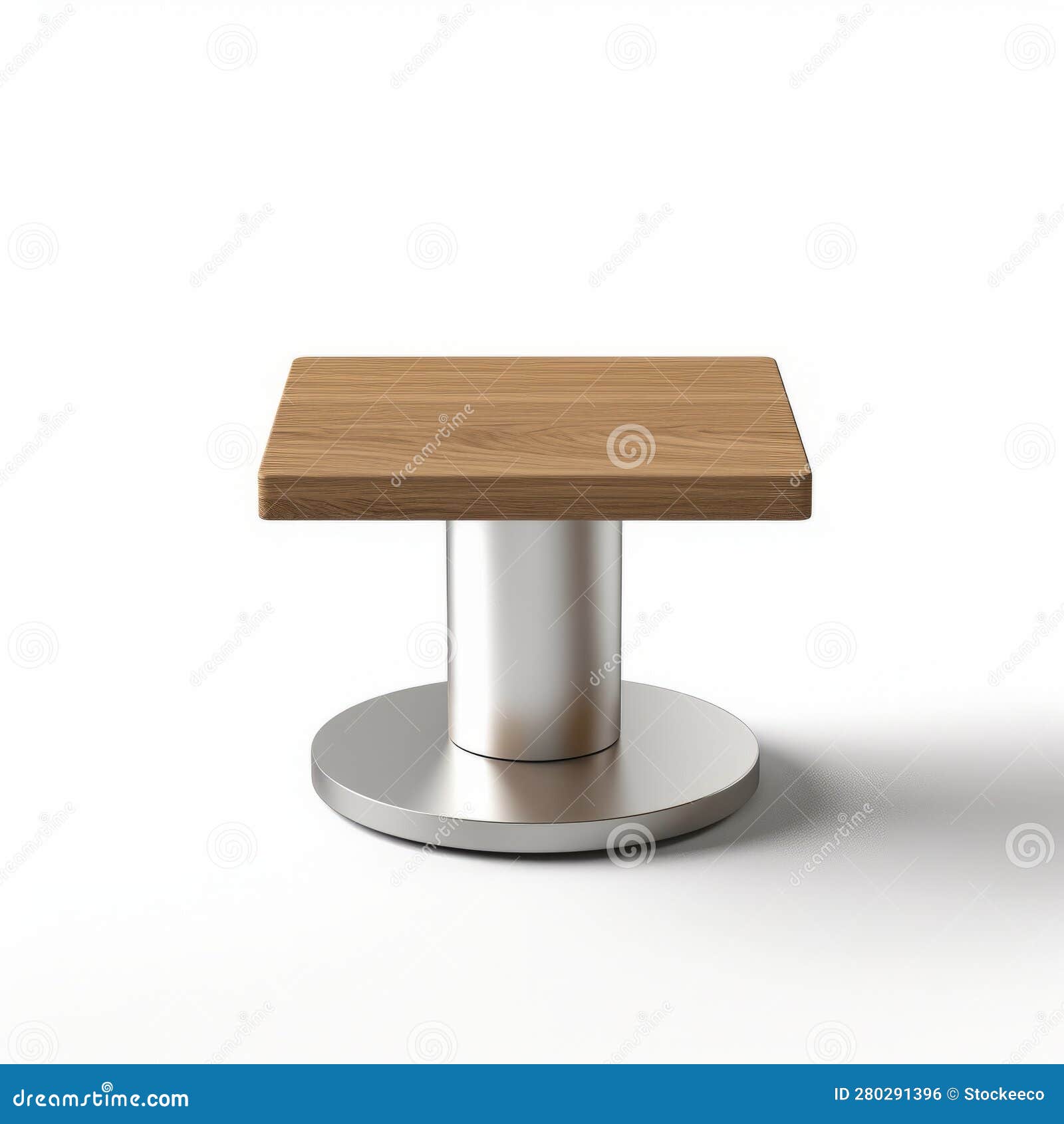 wooden desk on white pedestal: metallic rotation incisioni series