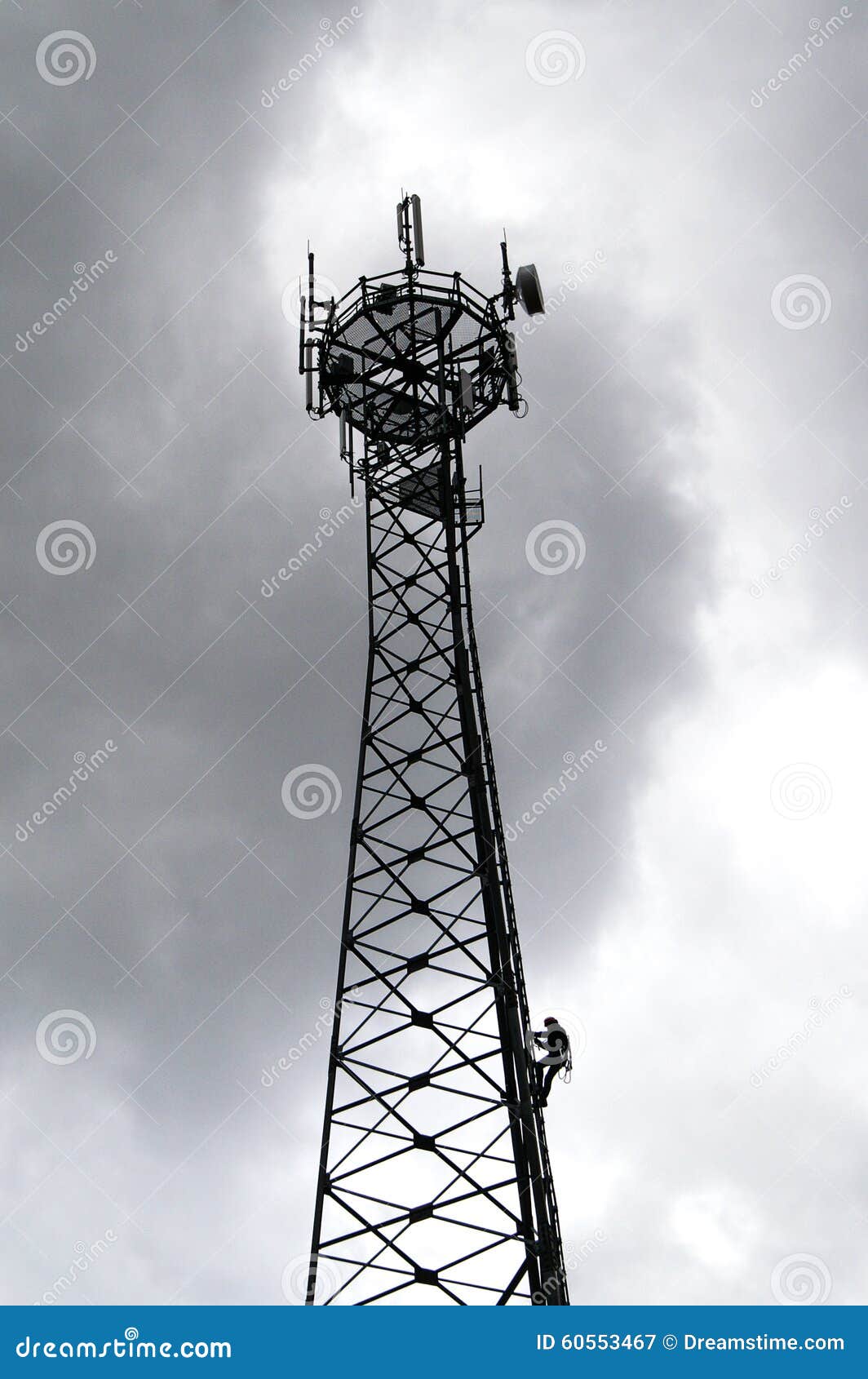 GSM Transmitter Tower, Technican Climber Stock Image Image of phone