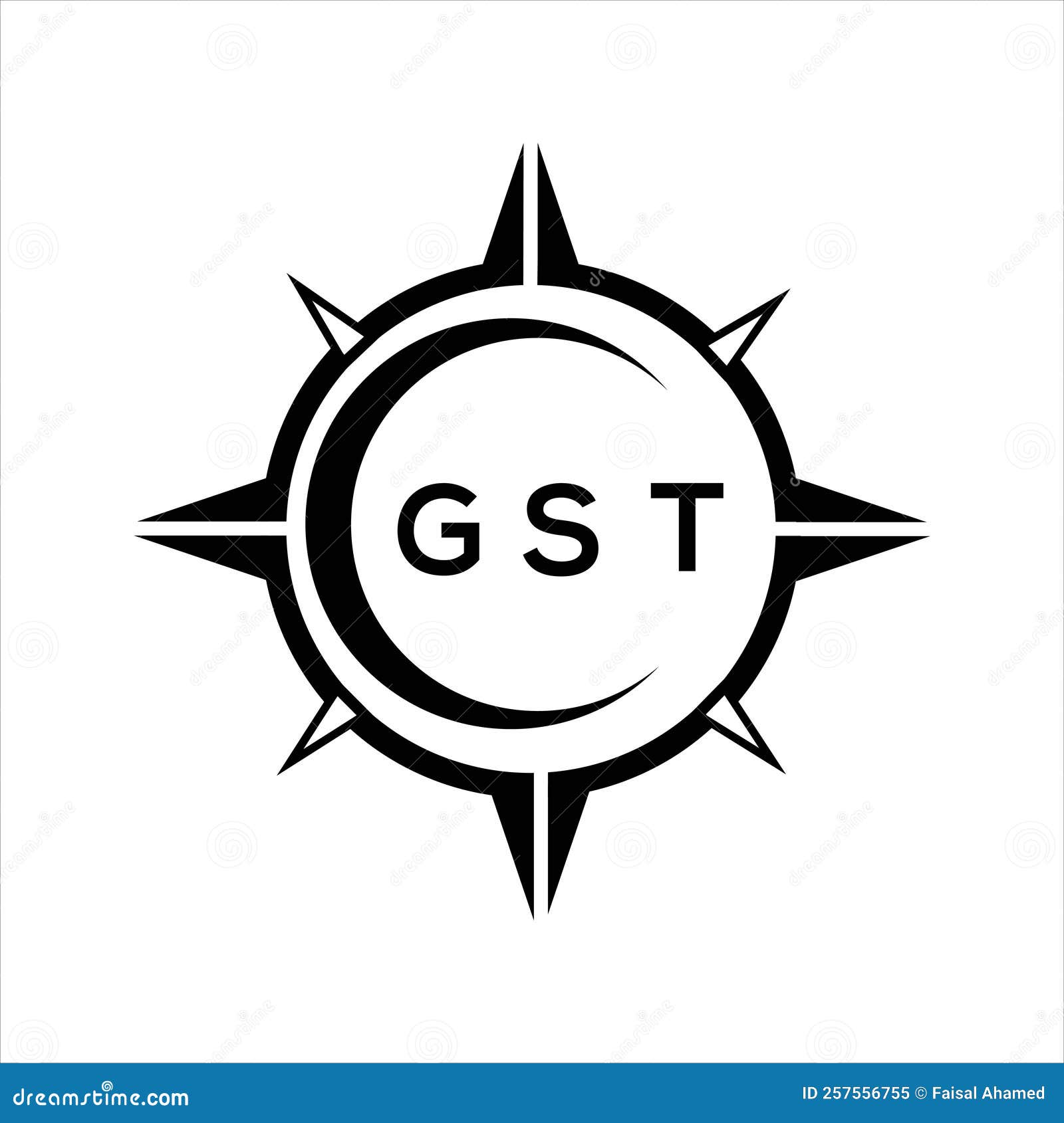 GST Abstract Technology Circle Setting Logo Design on White Background