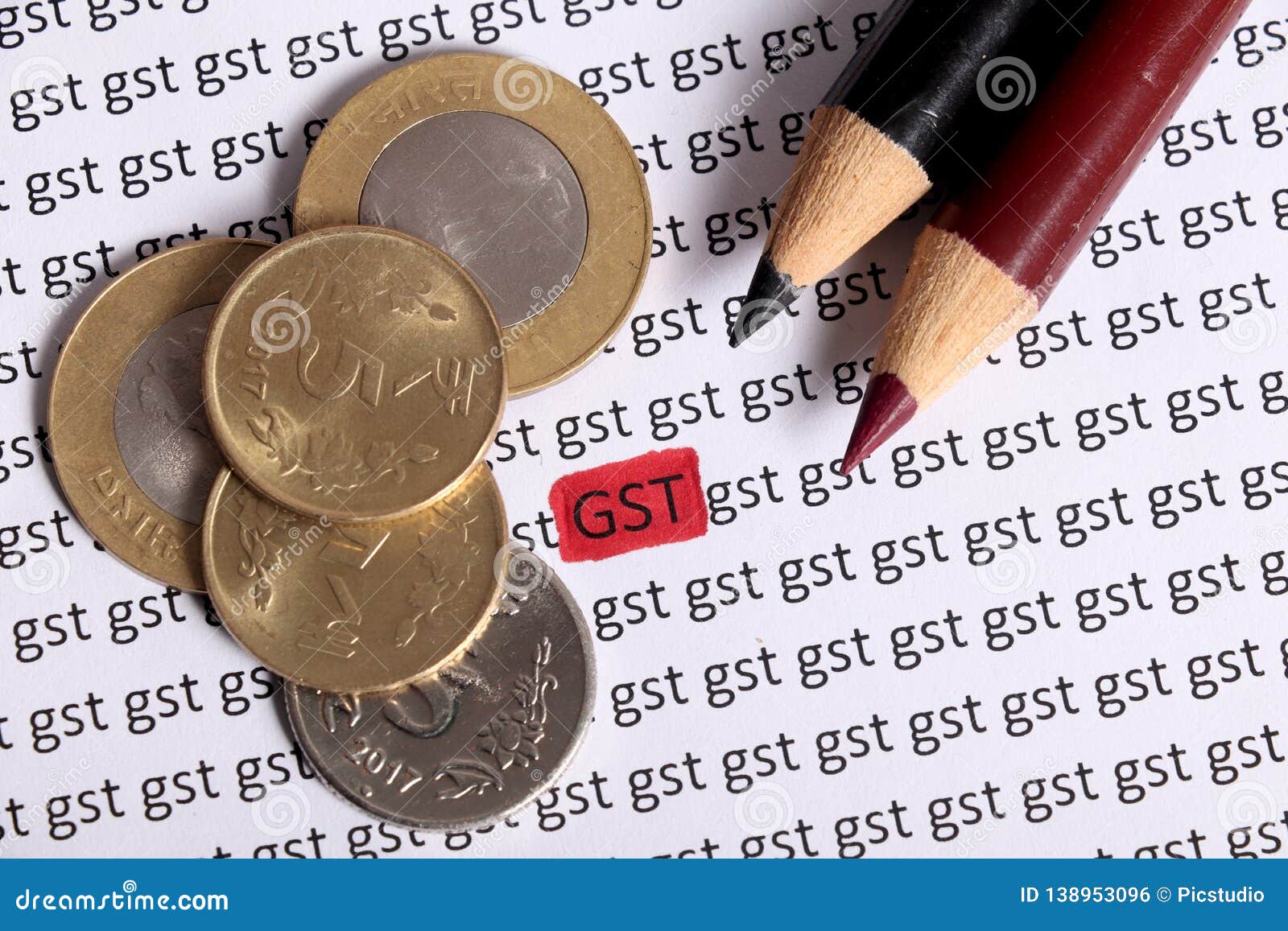 Gst tax stock photo. Image of economy, finance, pencils 138953096