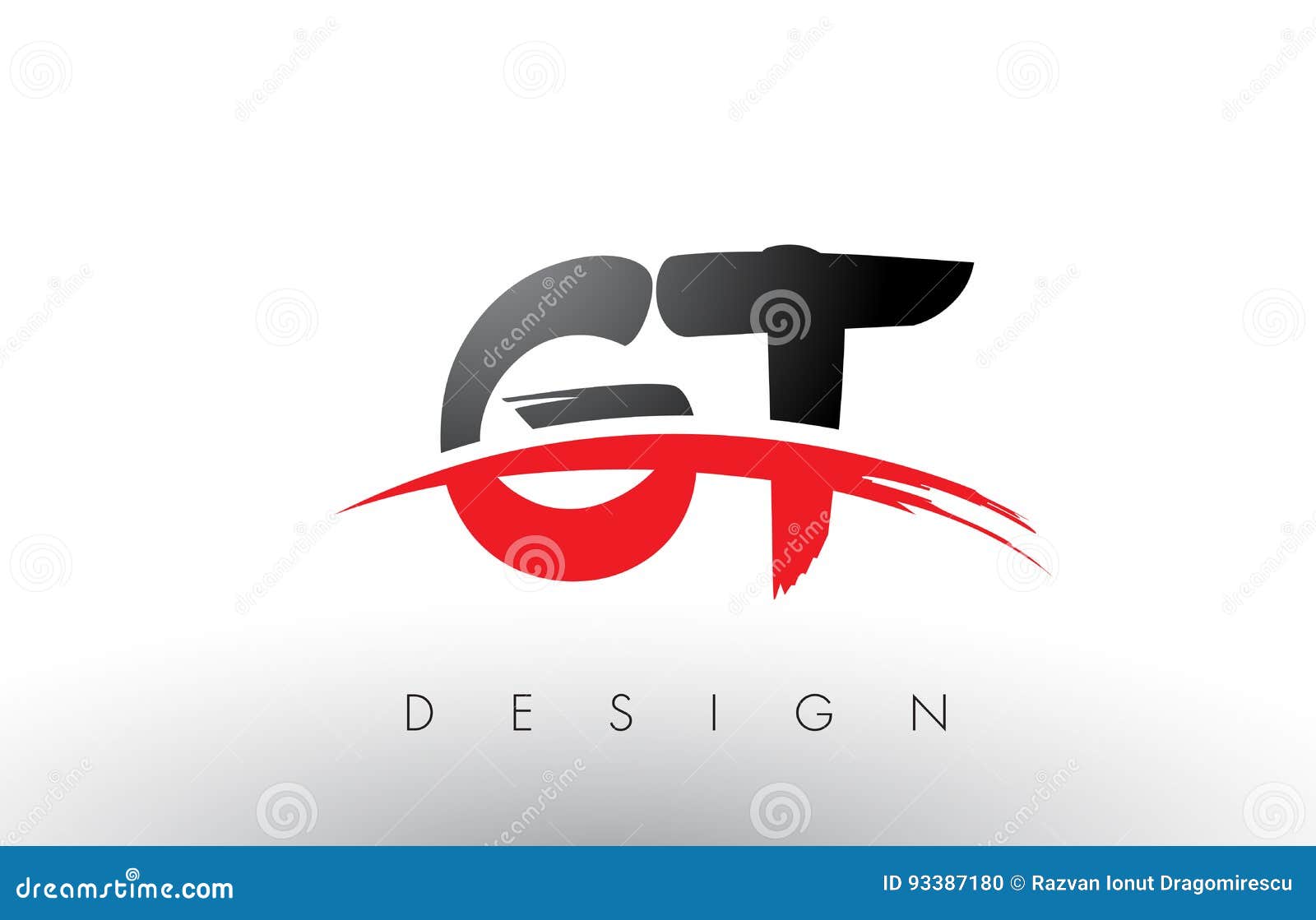 gt g t brush logo letters with red and black swoosh brush front