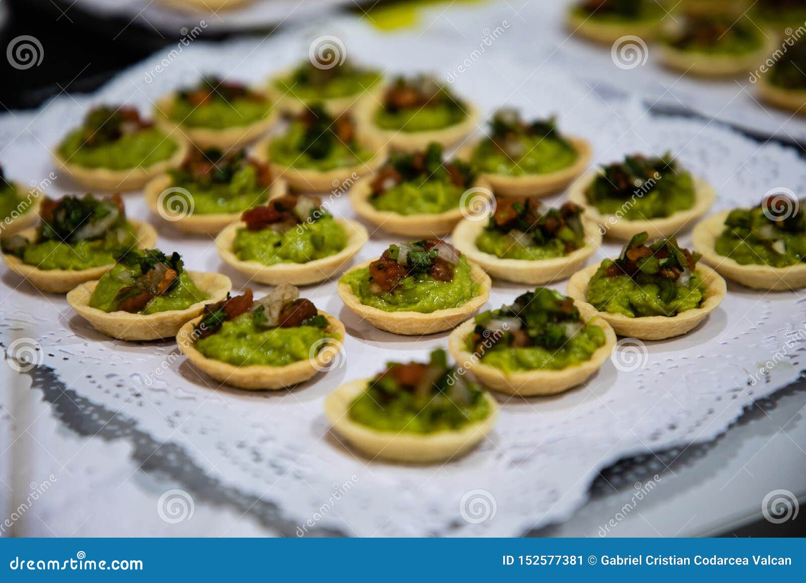 Guacamole Bites on Cups Served from Catering Stock Image Image of