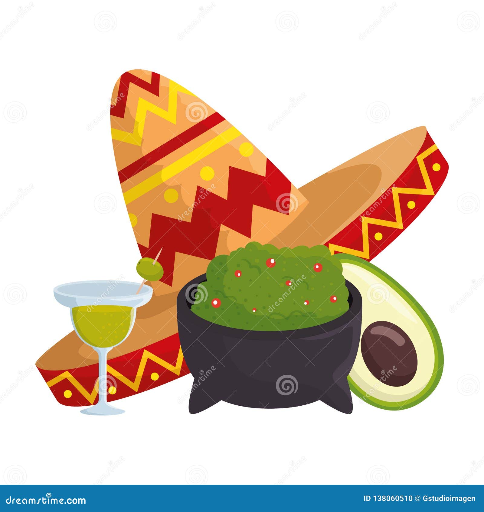 Perceptivo Culpa Marchito Guacamole Con El Sombrero Mexicano Y El Margarita Ilustración del Vector -  Ilustración de sabor, casero: 138060510