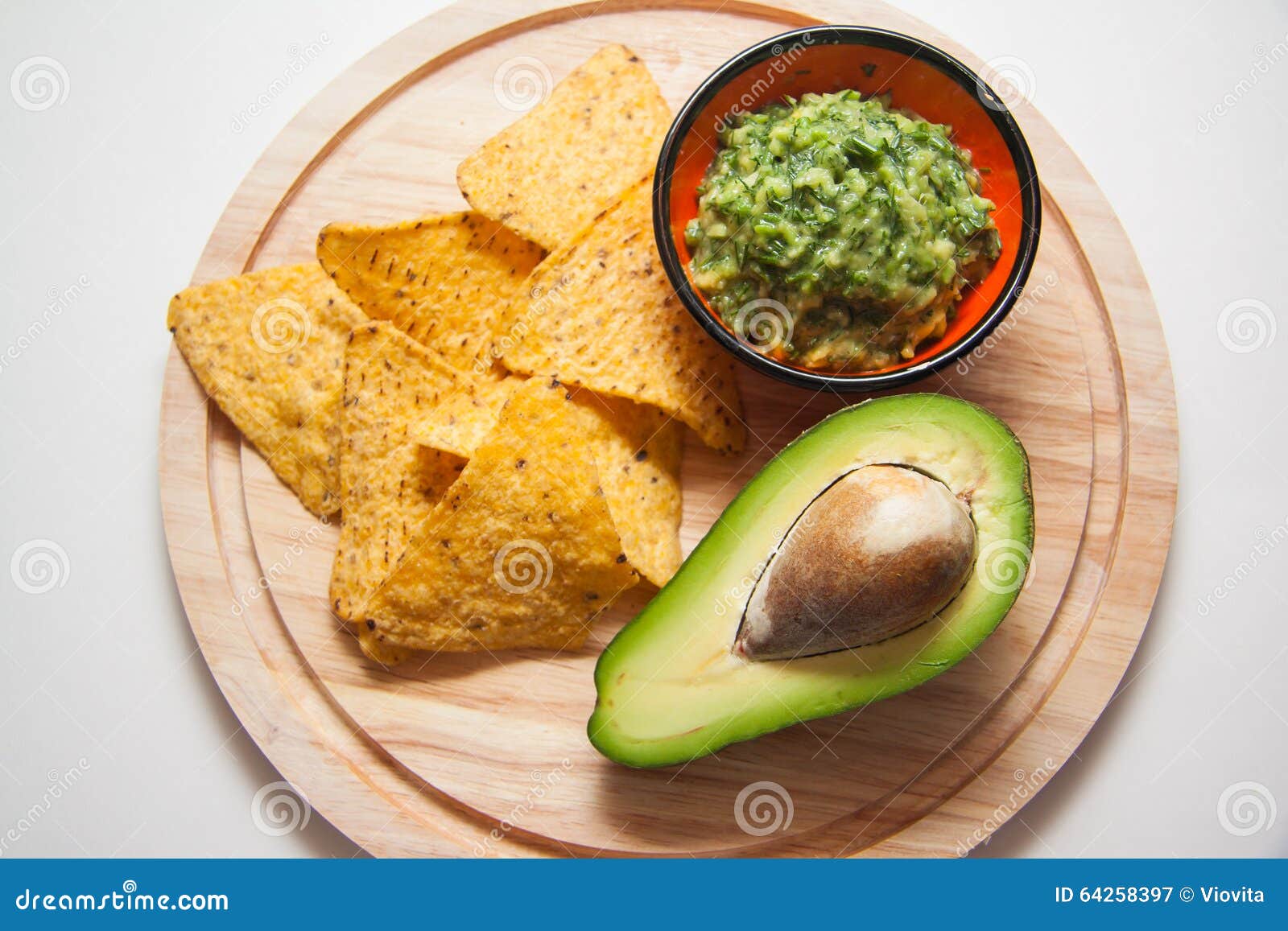 Guacamole and corn chips stock image. Image of avocado 64258397