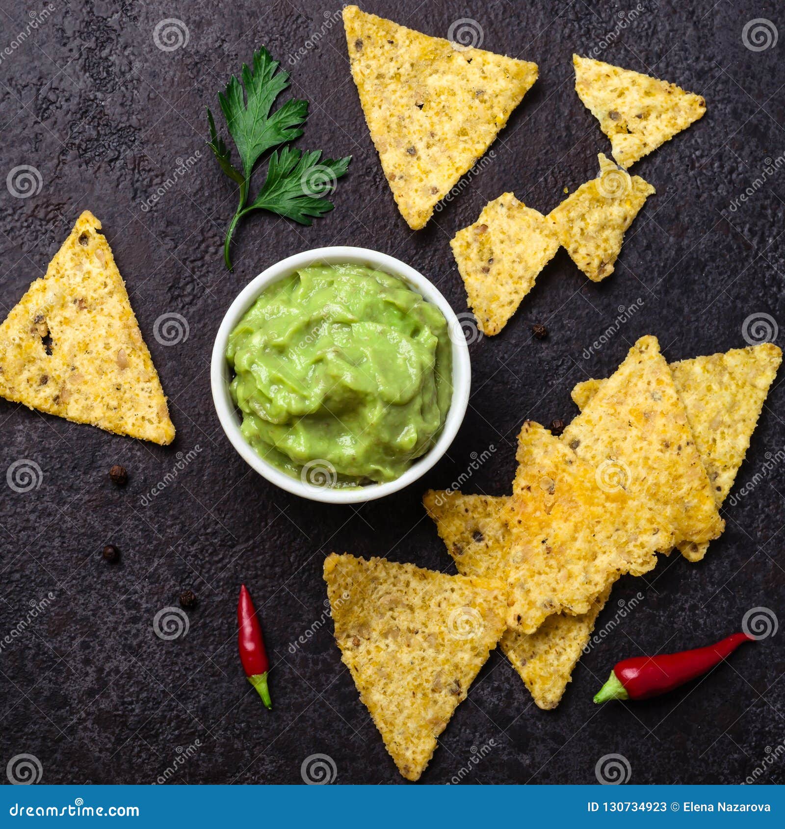 Guacamole and Corn Chips Traditional Mexican Food Stock Image Image