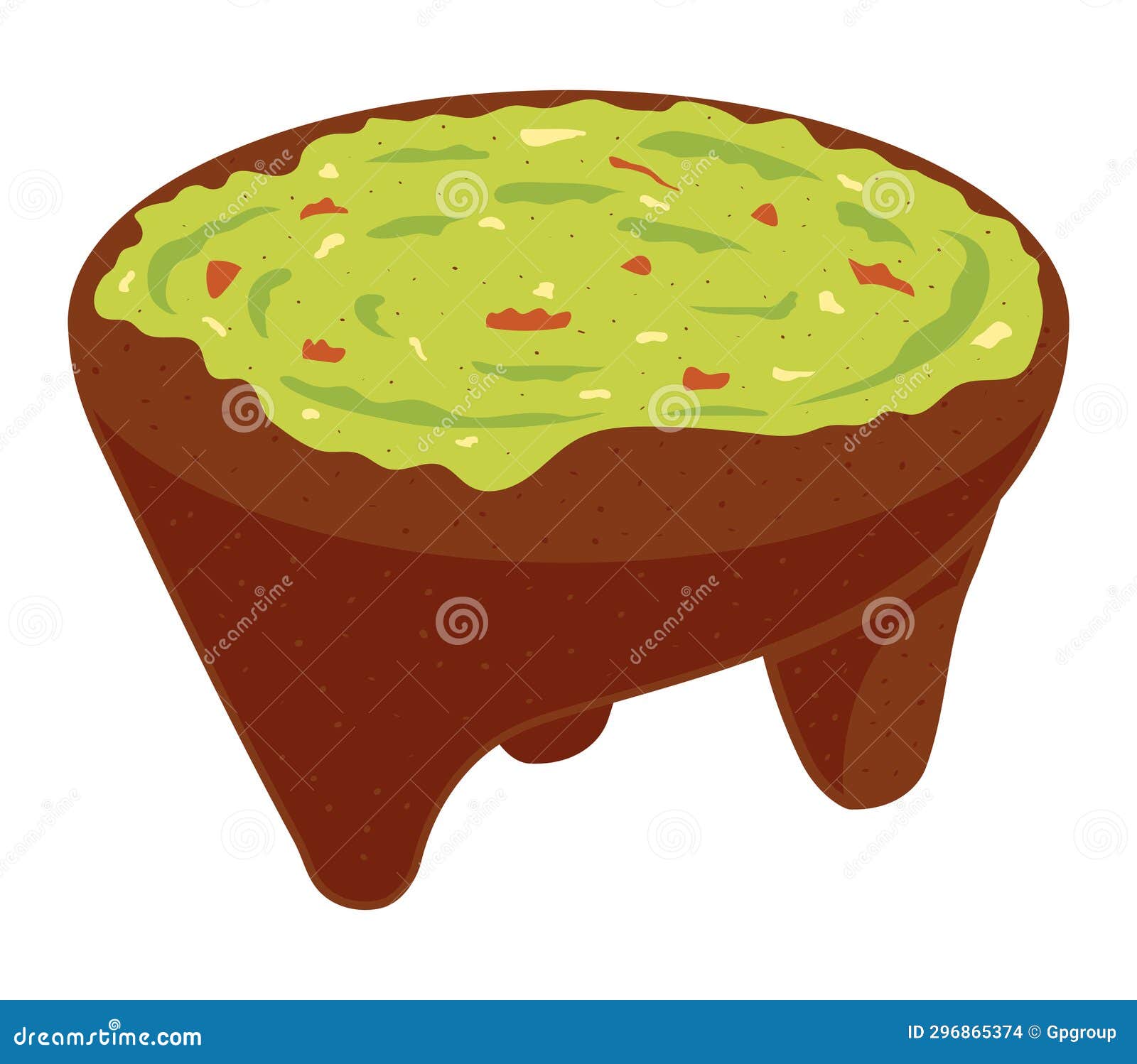 Guacamole in molcajete stock vector. Illustration of gallo 296865374