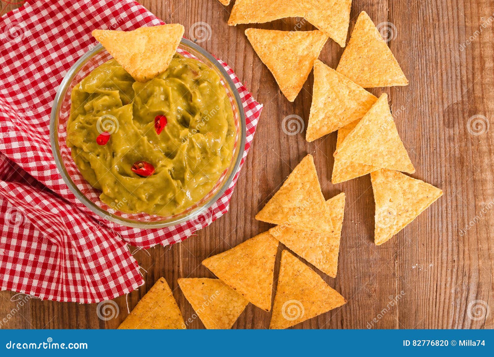 Guacamole and nacho chips. stock photo. Image of chips 82776820