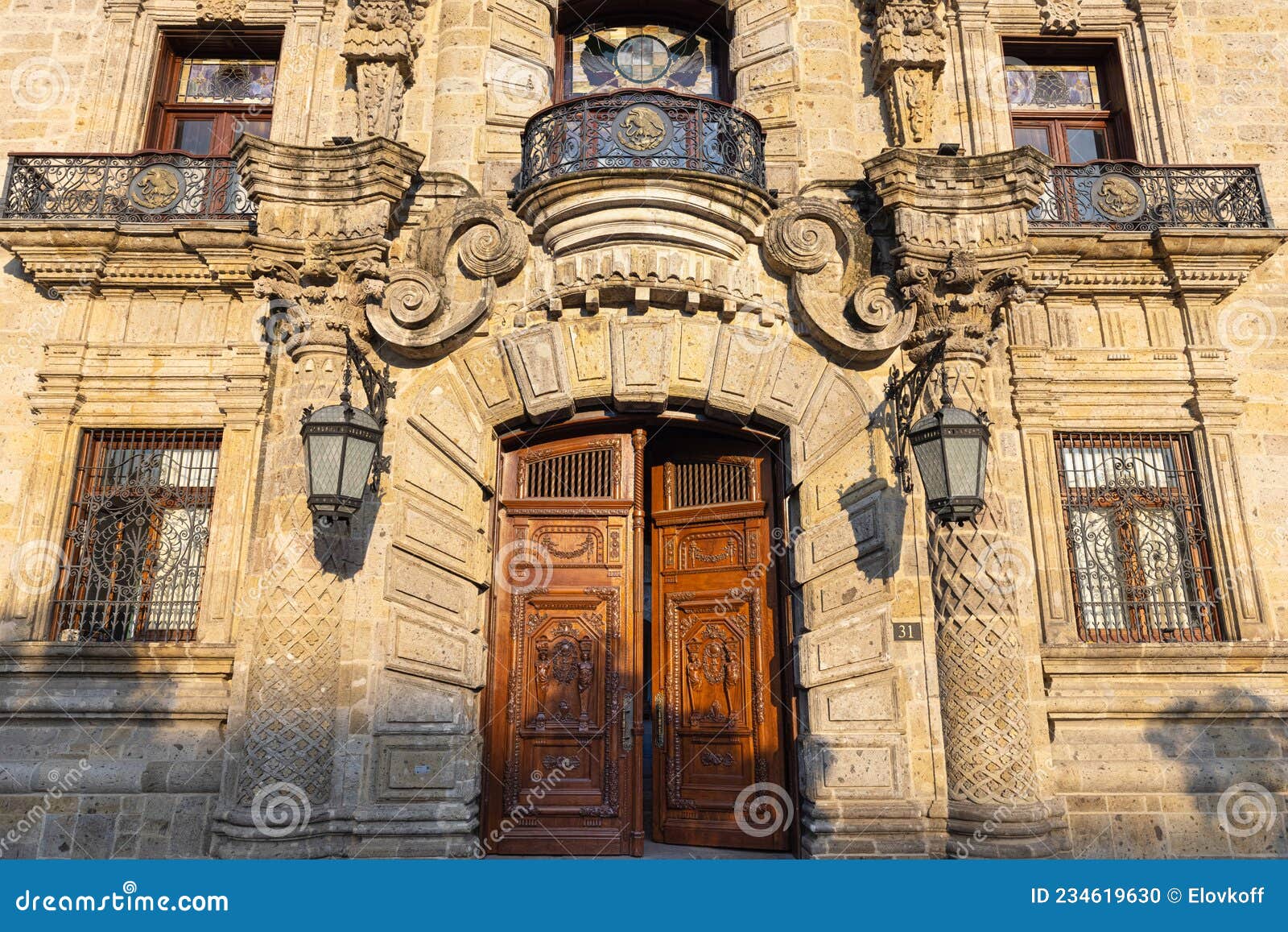 guadalajara, palacio del gobierno, government palace of jalisco, located on plaza de armas, in historic city center near