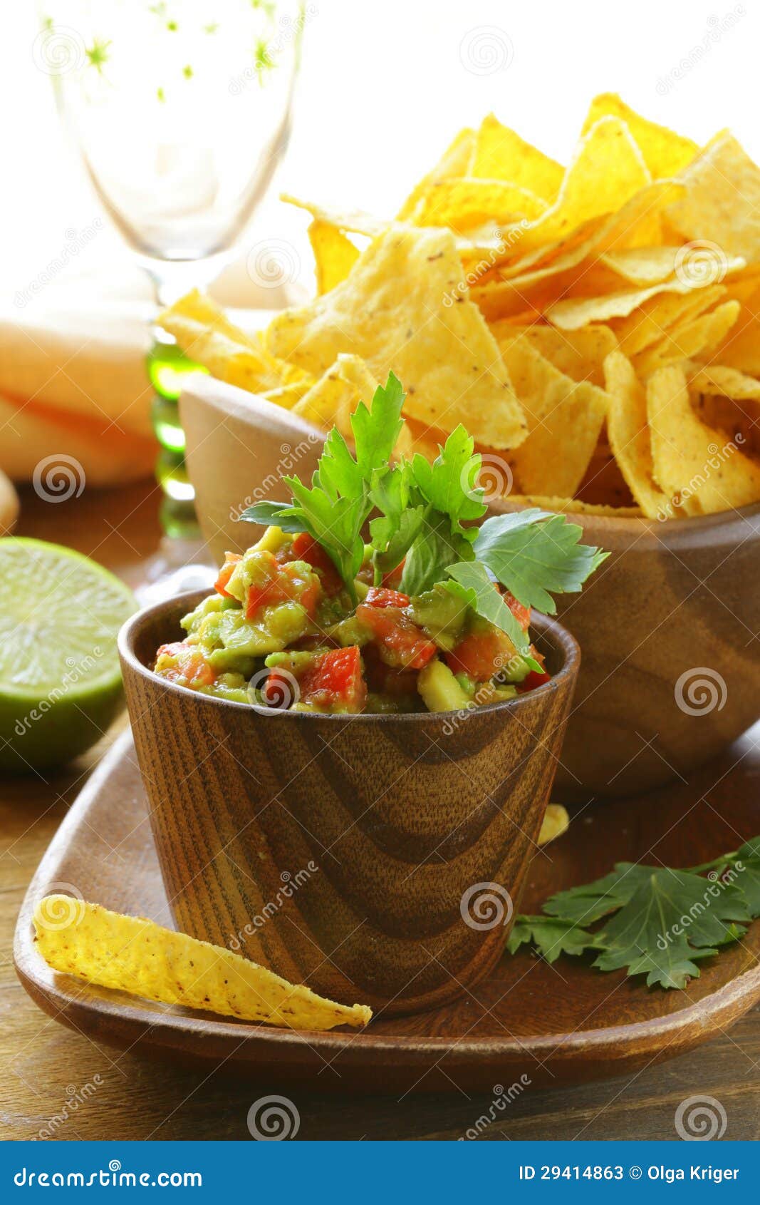 Guakomole and Corn Chips Avocado Dip Stock Image Image of food