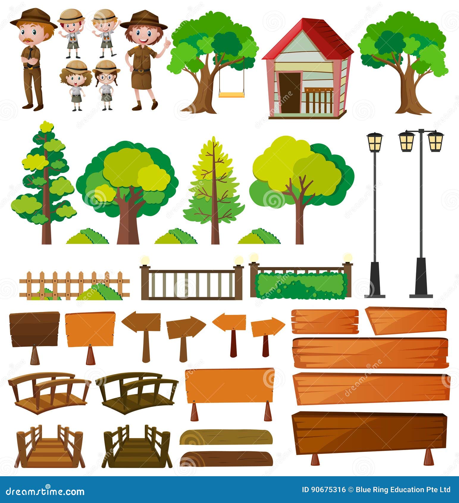 Guardas Del Parque Y Productos Del árbol Ilustración del Vector -  Ilustración de acortar, camino: 90675316