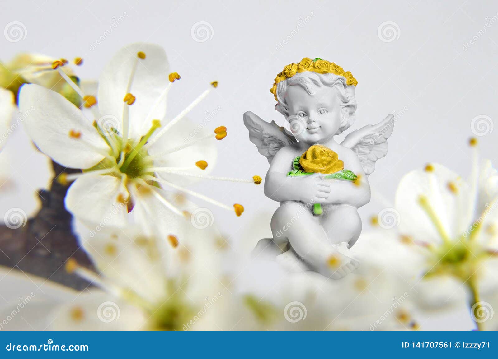 Guardian Angel and Spring Flowers Stock Image Image of little, easter
