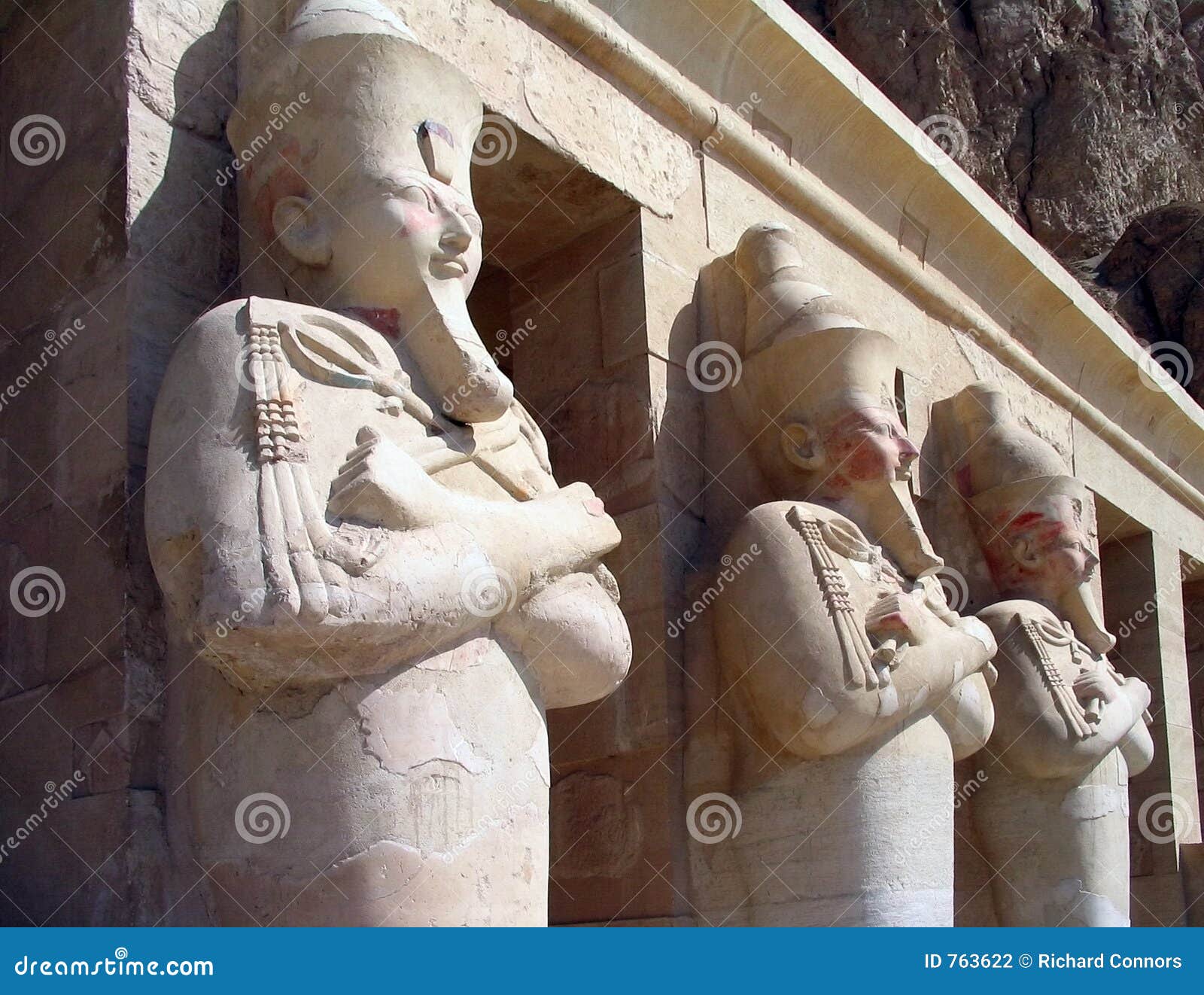 Guardians at the Temple of Queen Hatshepsut, Egypt Stock Photo Image