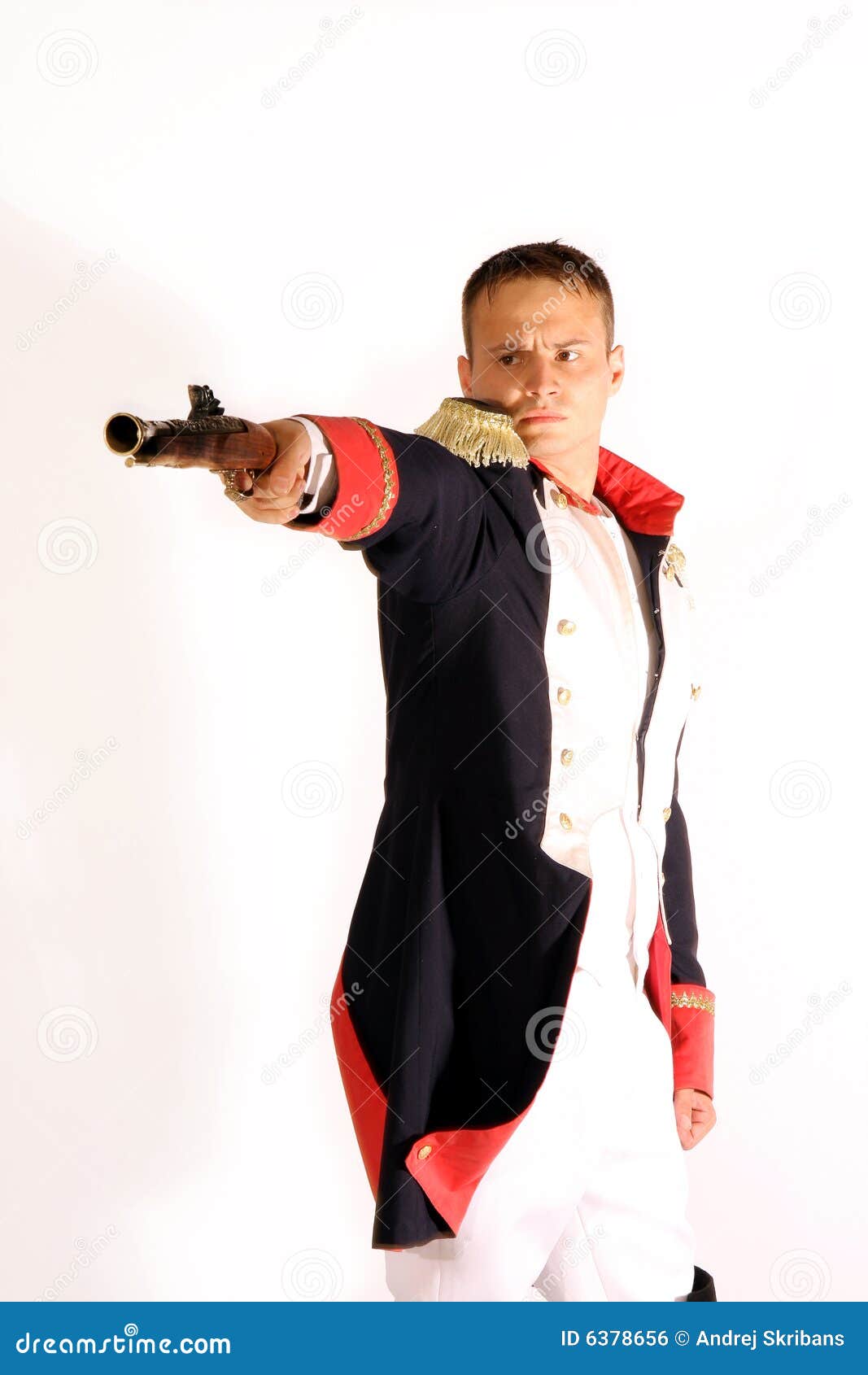 Guardsman in Full-dress Uniform Aiming Gun Stock Photo - Image of ...