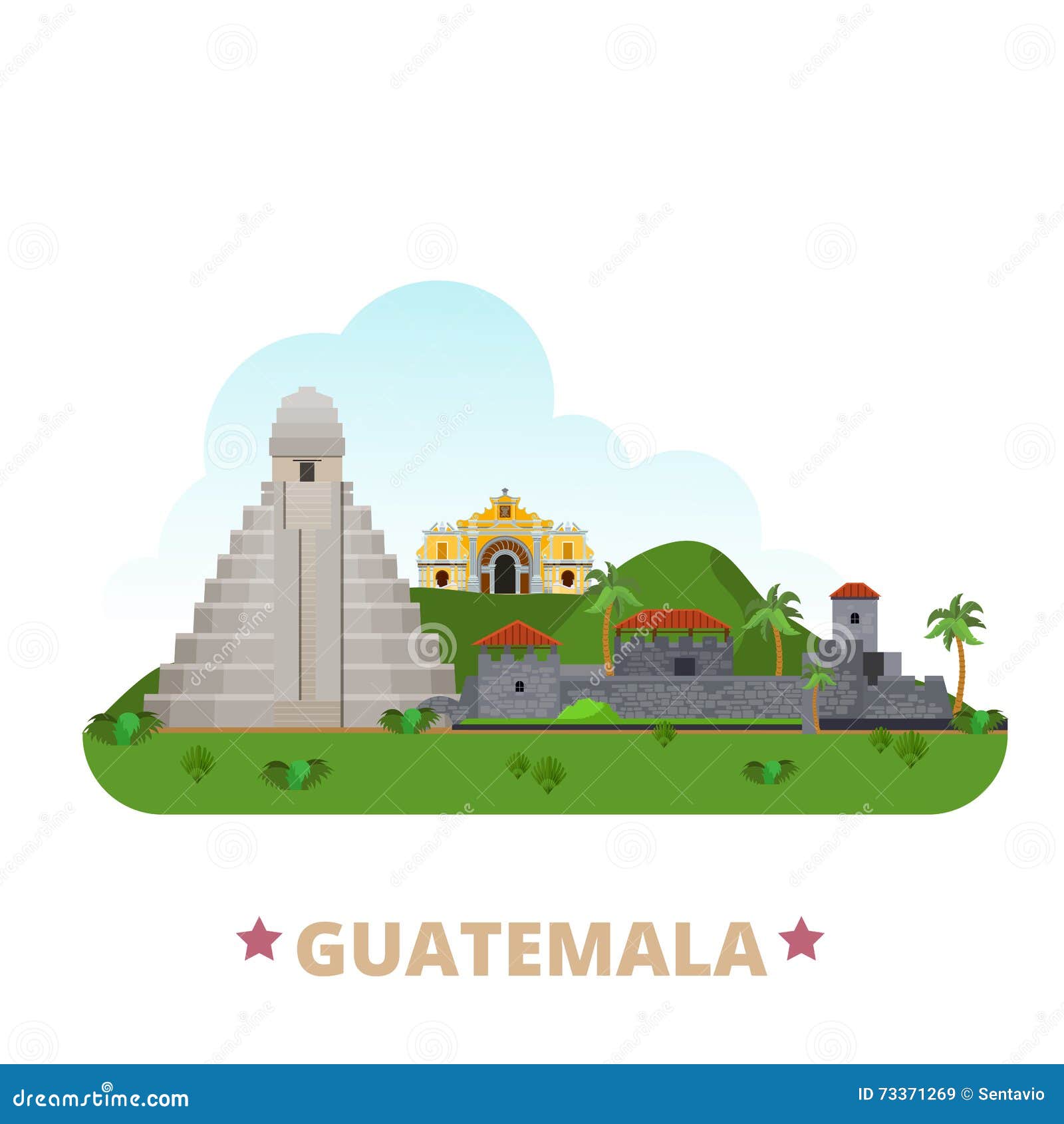 guatemala country  template flat cartoon sty