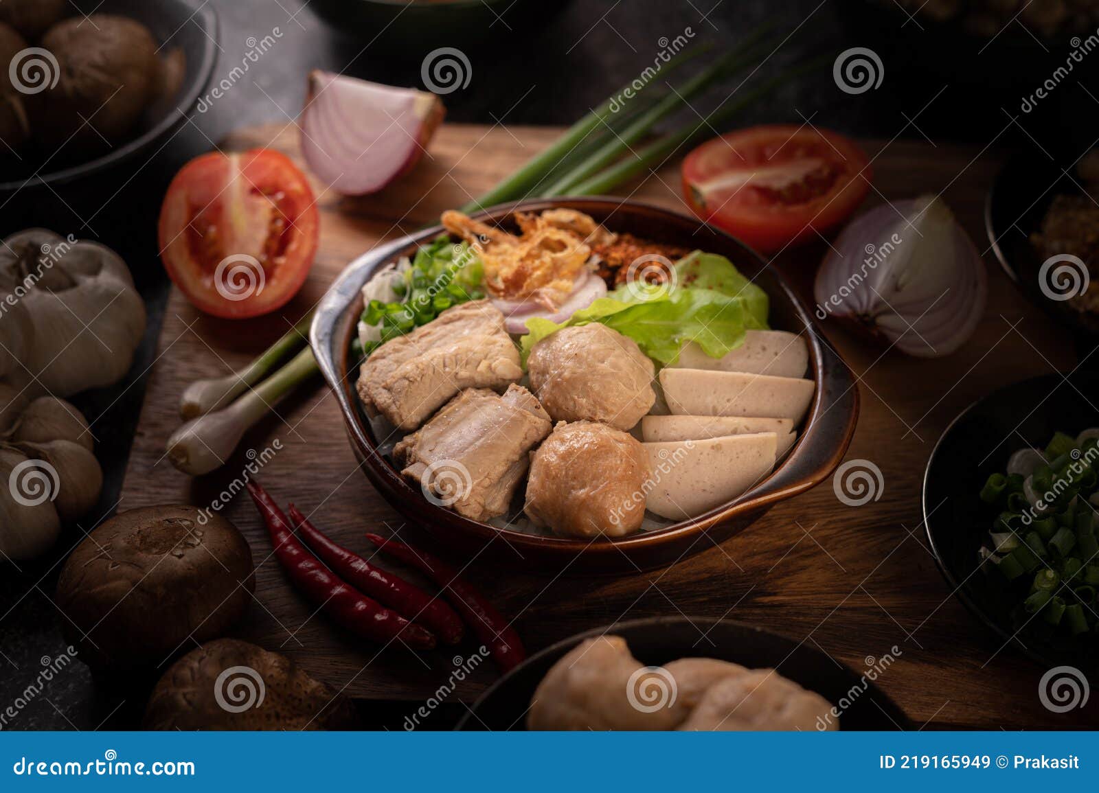 guay jap, meatballs, vietnamese pork sausage and pork bone, thai food