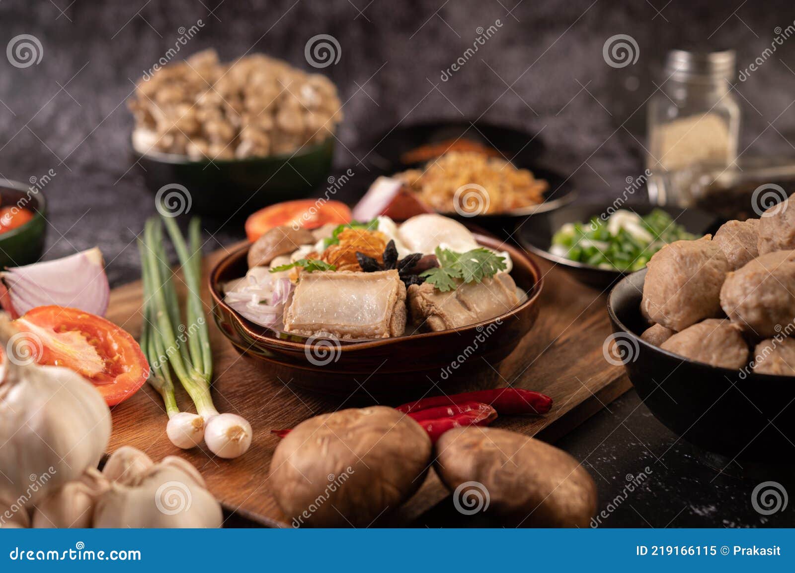 guay jap, meatballs, vietnamese pork sausage and pork bone, thai food