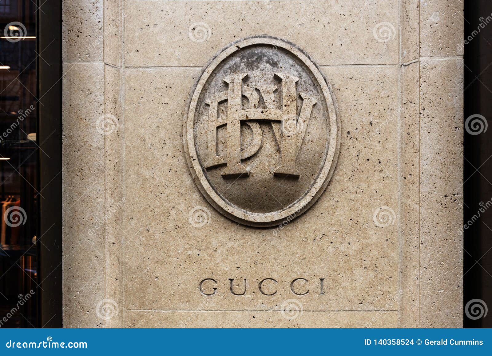 Gucci Bhv Paris Famous Department Store With The Word Gucci Engraved Onto A Piller Editorial Stock Image Image Of Entrance Piller 140358524