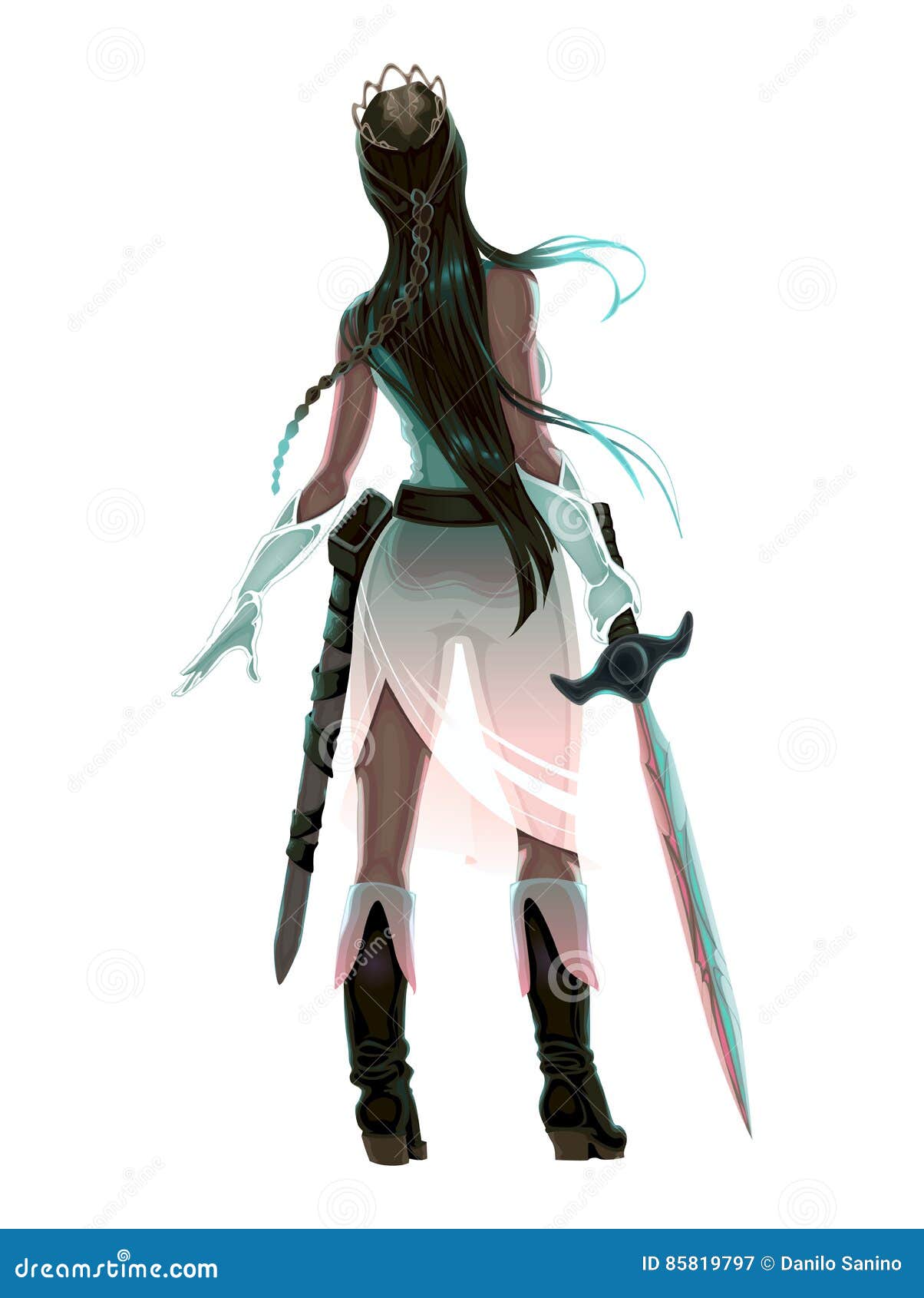 Princesa Guerreira Com Espada Ilustração do Vetor - Ilustração de senhora,  roupa: 85819797, image size:1204x1690