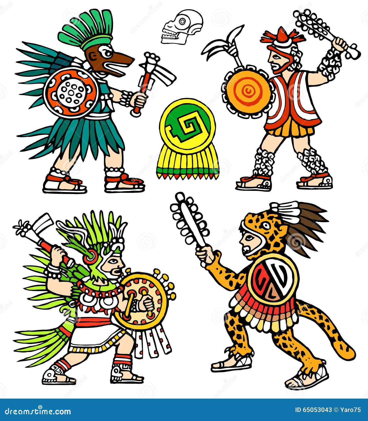 Guerreros aztecas stock de ilustración. Ilustración de antiguo - 65053043