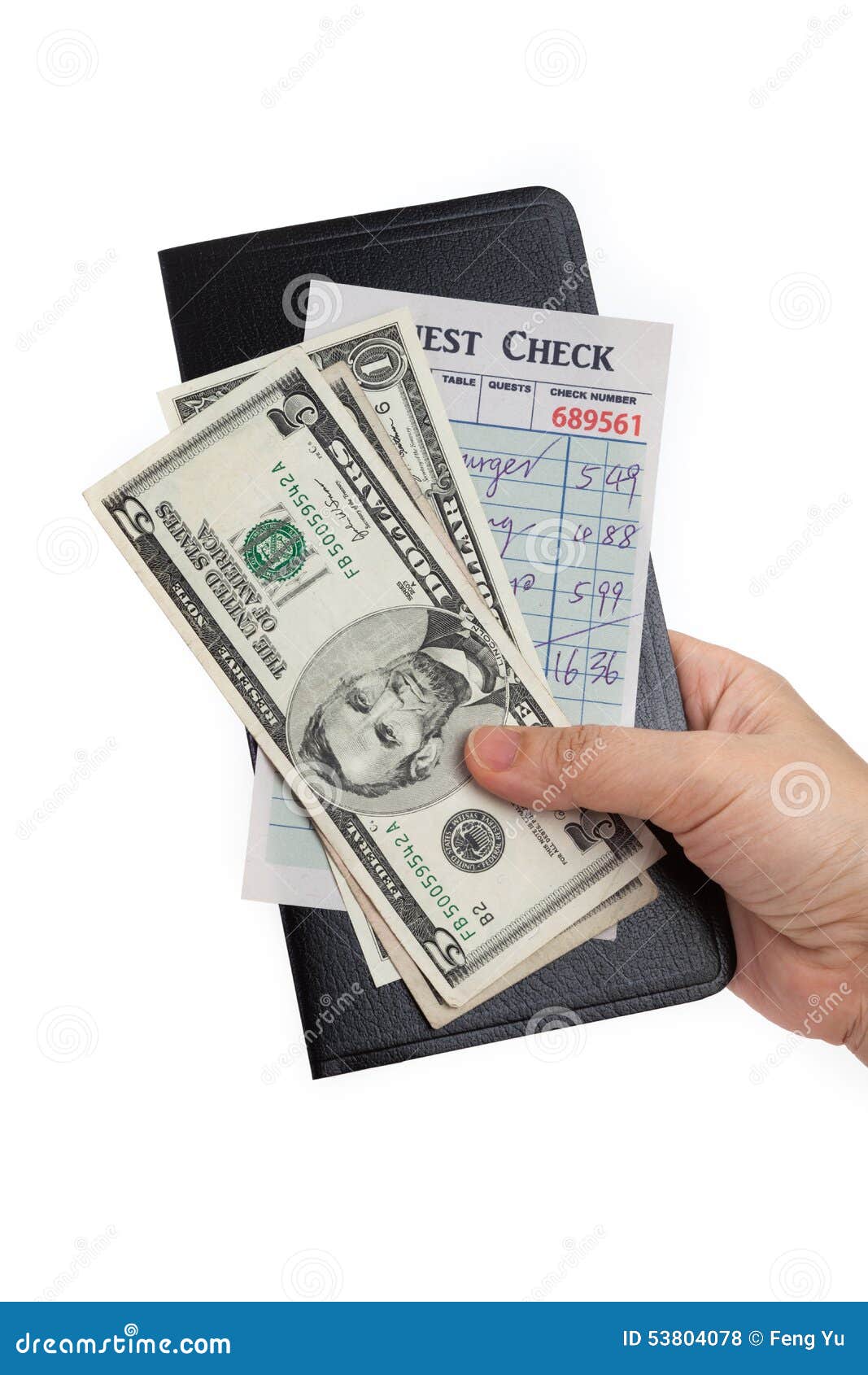 Guest Check and dollar stock photo. Image of check, receipt 53804078